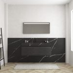 Pack MERVEILLES COMPACT de Marquina + vasque suspendue SILESTONE + miroir LED