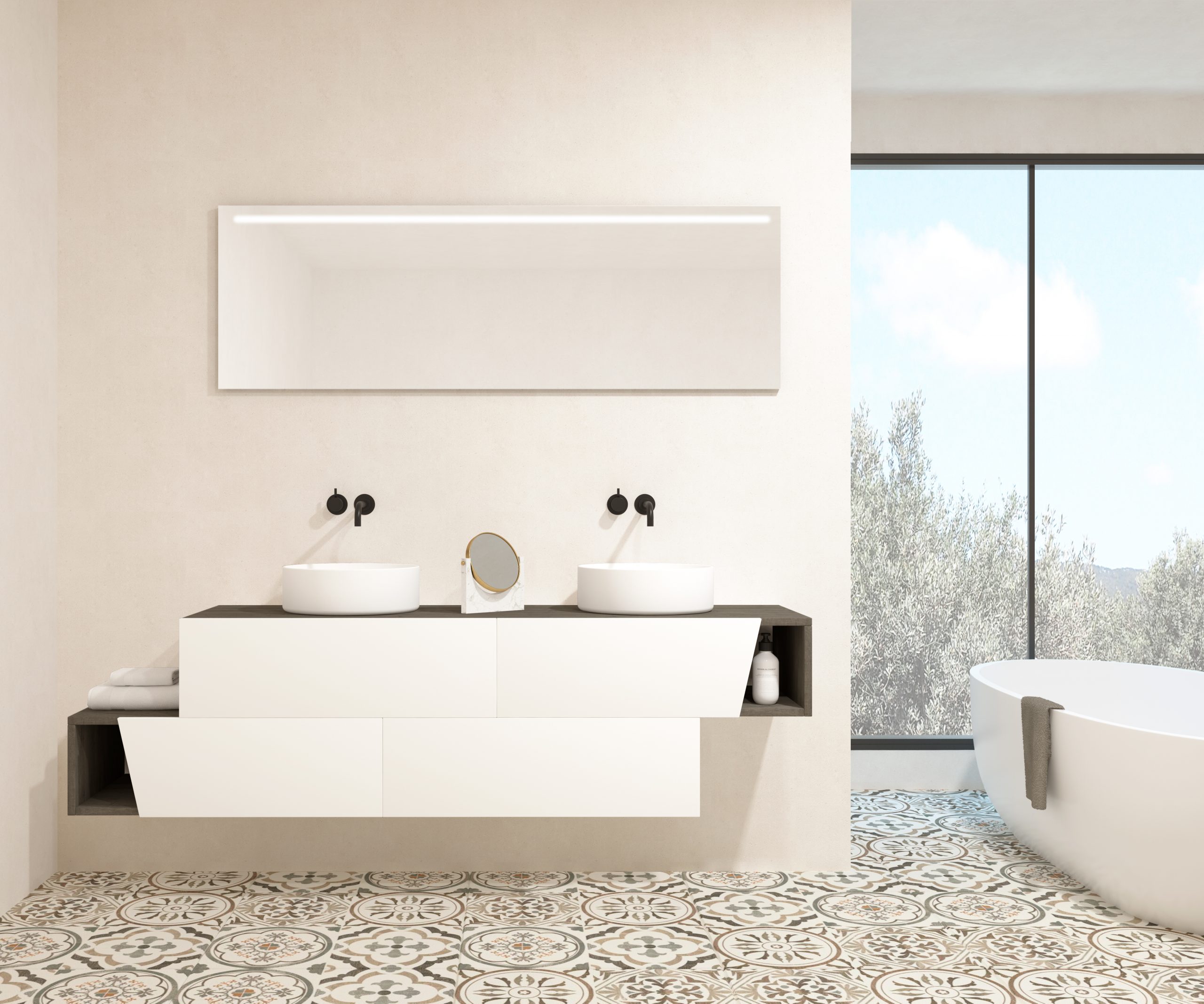 Pack MEYER + vasque + miroir LED