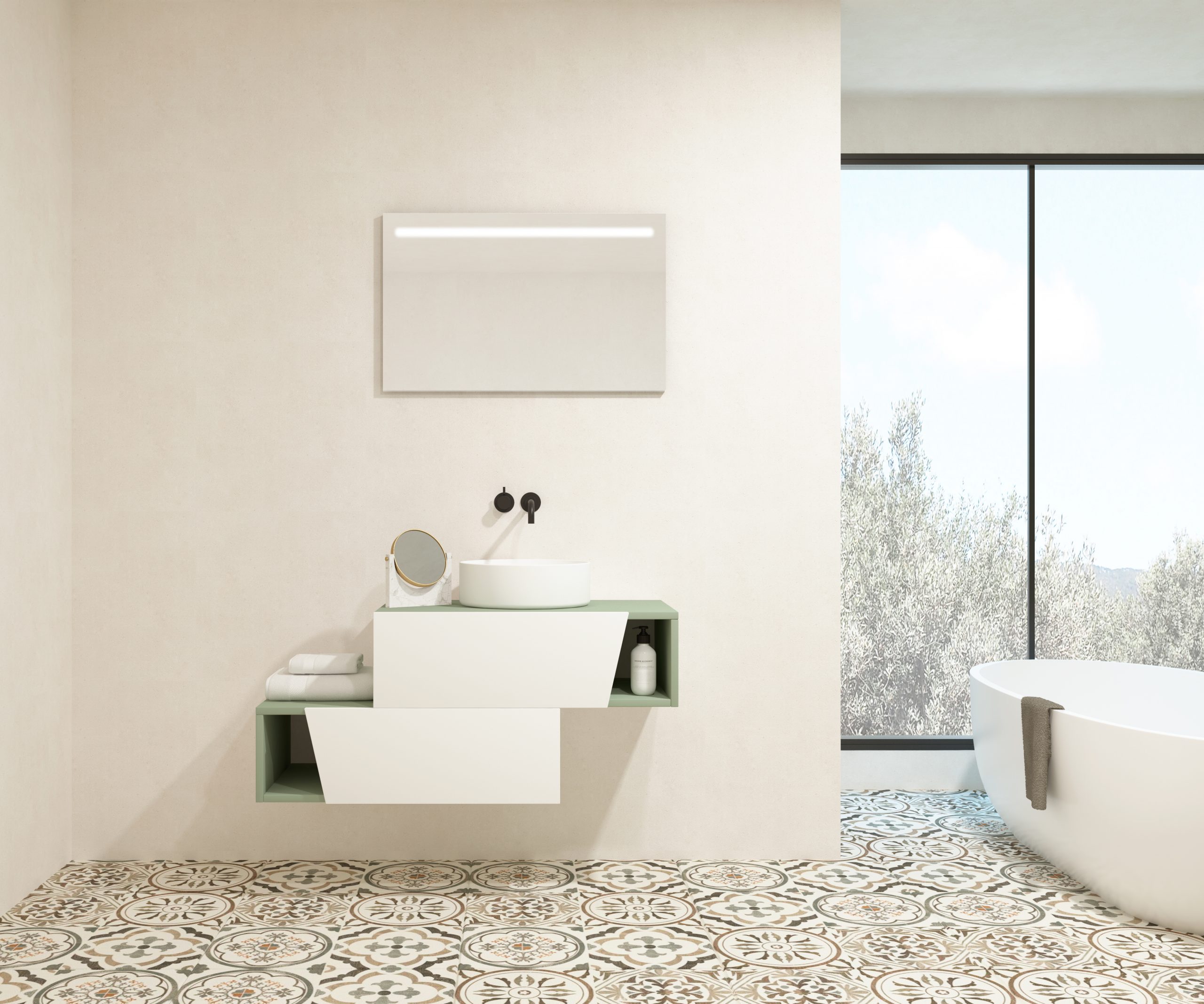 Pack MEYER + vasque + miroir LED