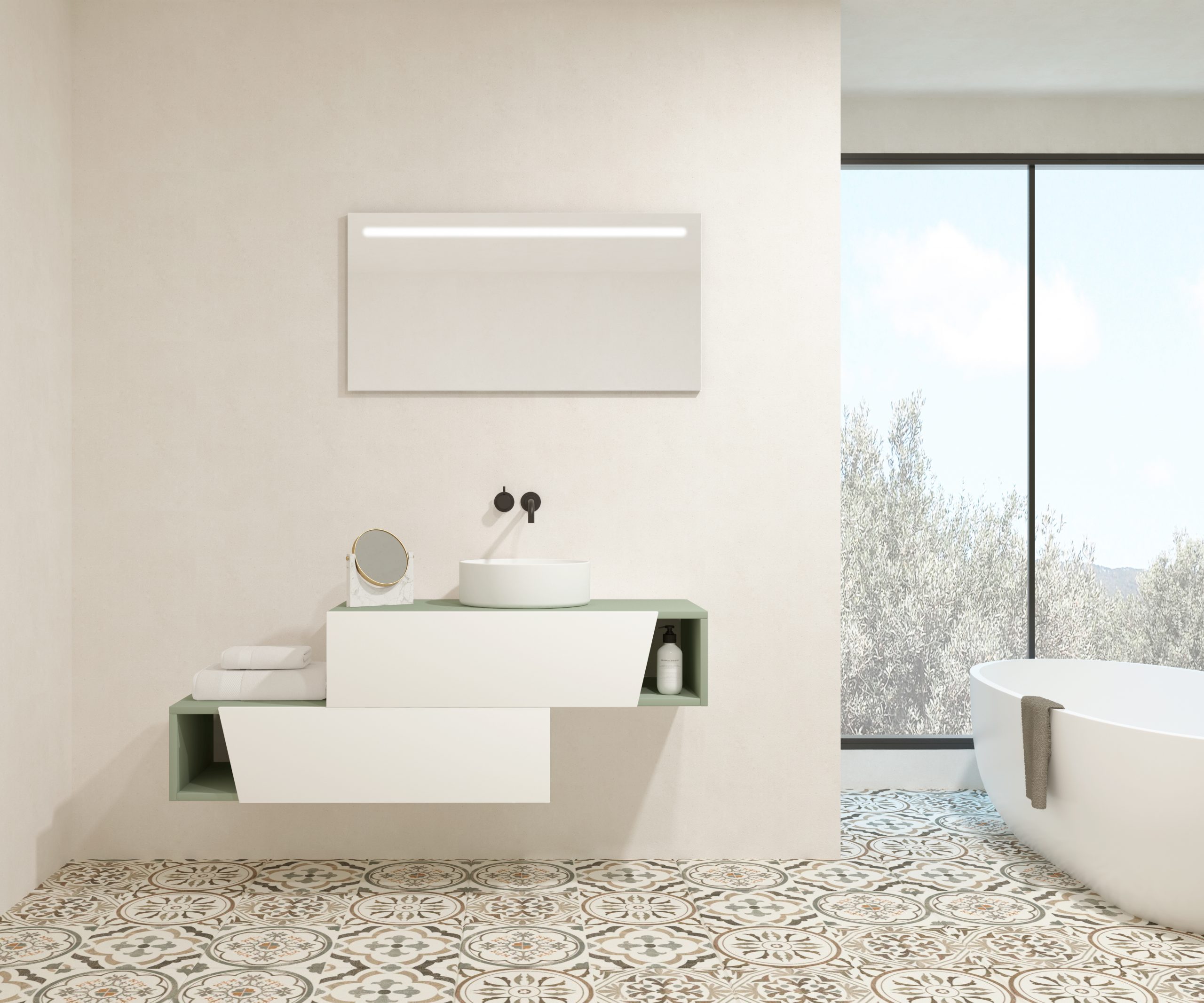 Pack MEYER + vasque + miroir LED