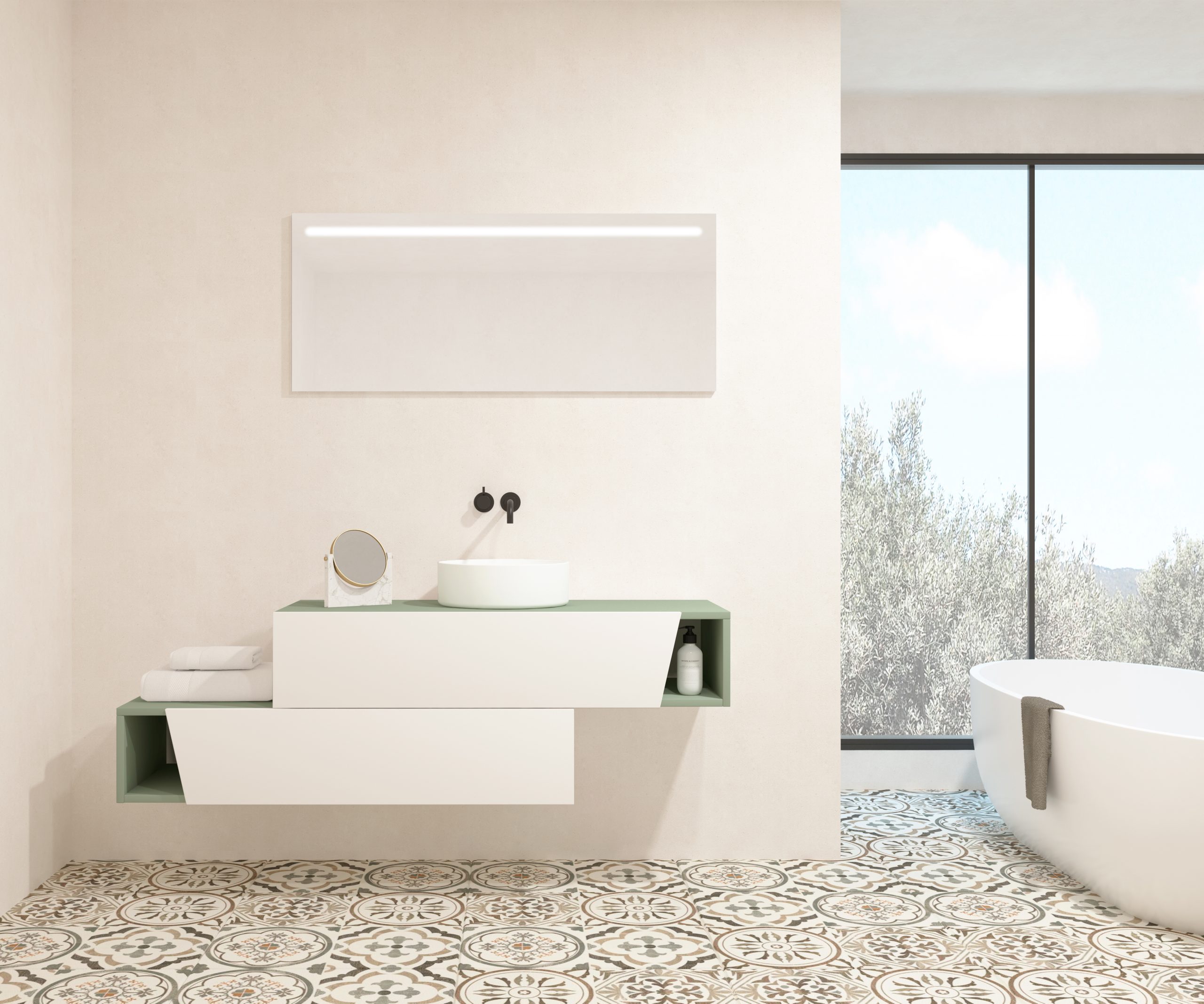 Pack MEYER + vasque + miroir LED