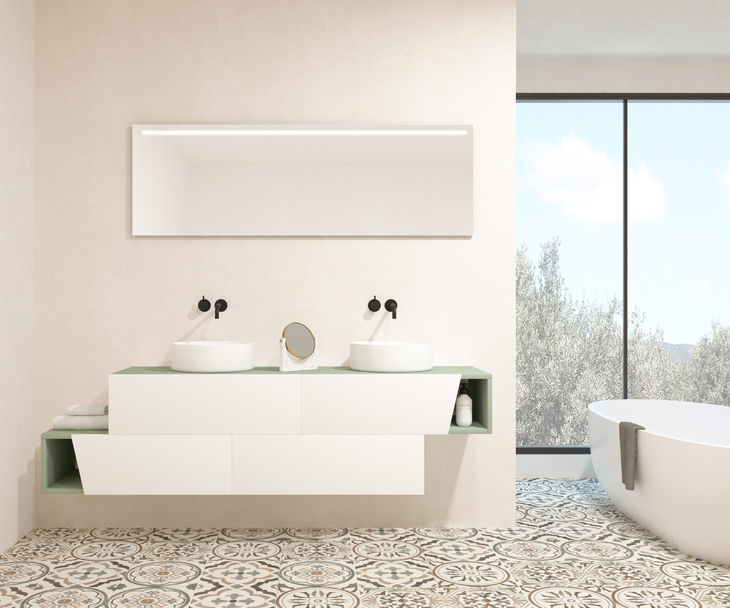 Pack MEYER + vasque + miroir LED