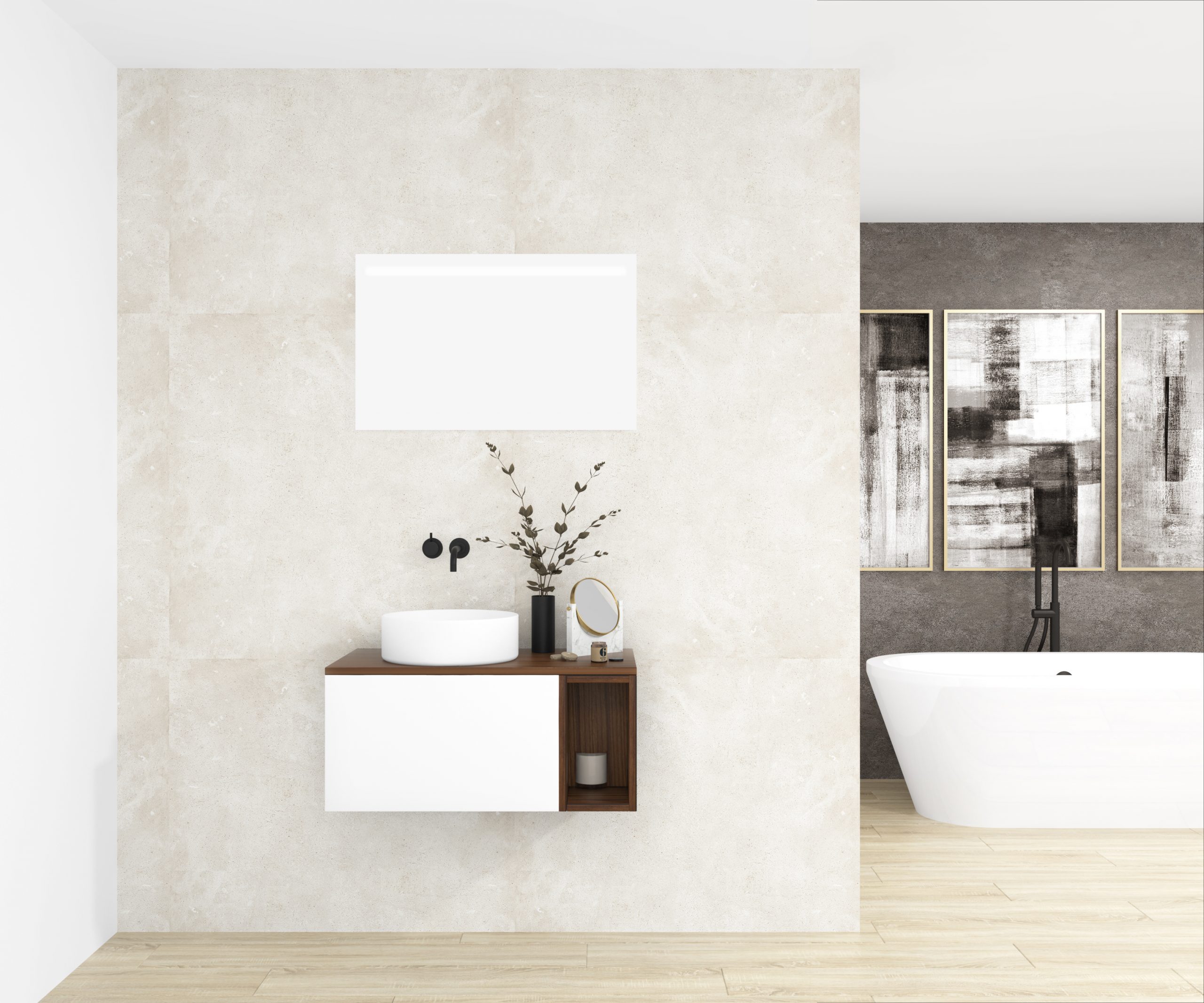 Pack OBIOU + lavabo + espejo LED