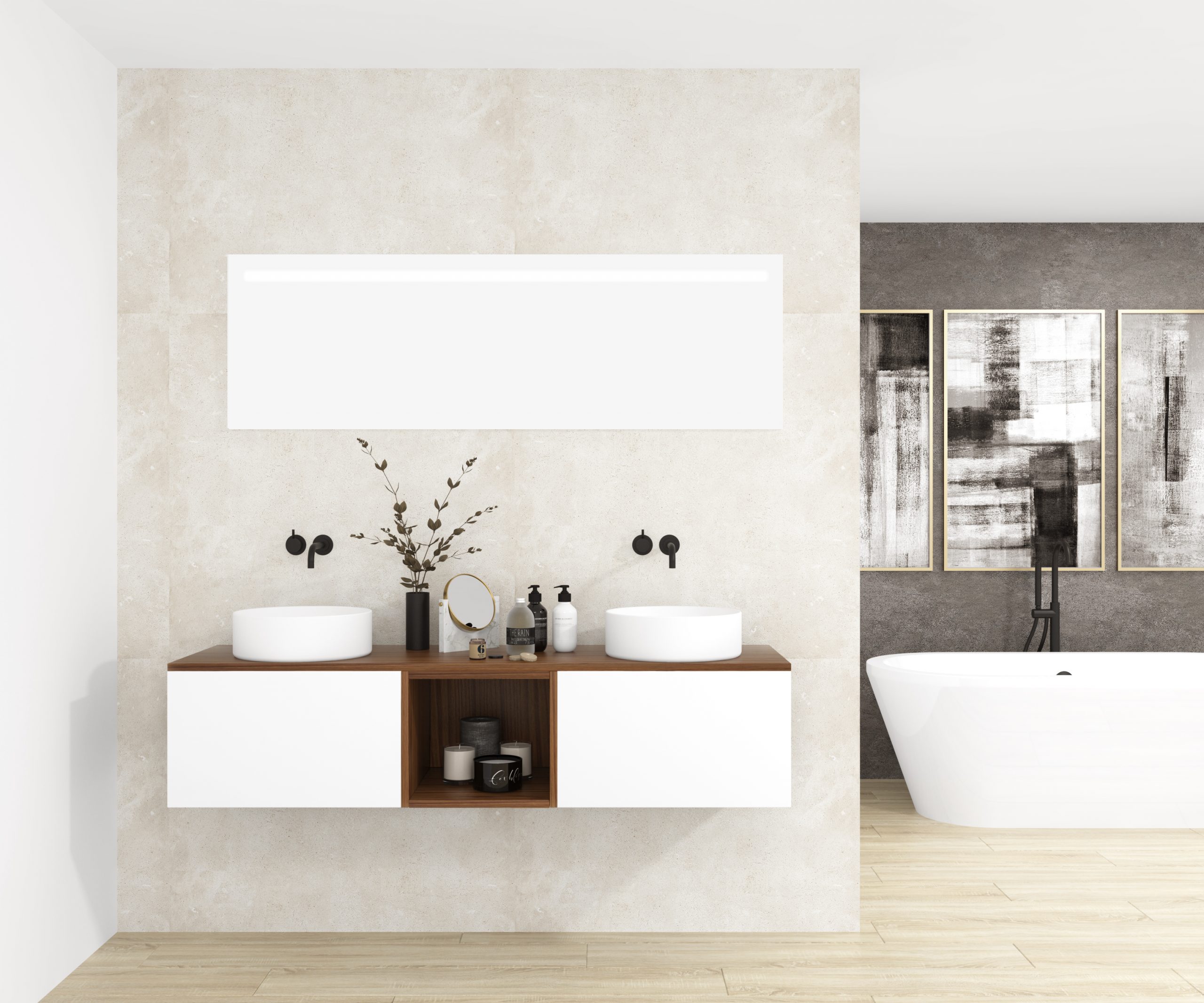 Pack OBIOU + lavabo + espejo LED