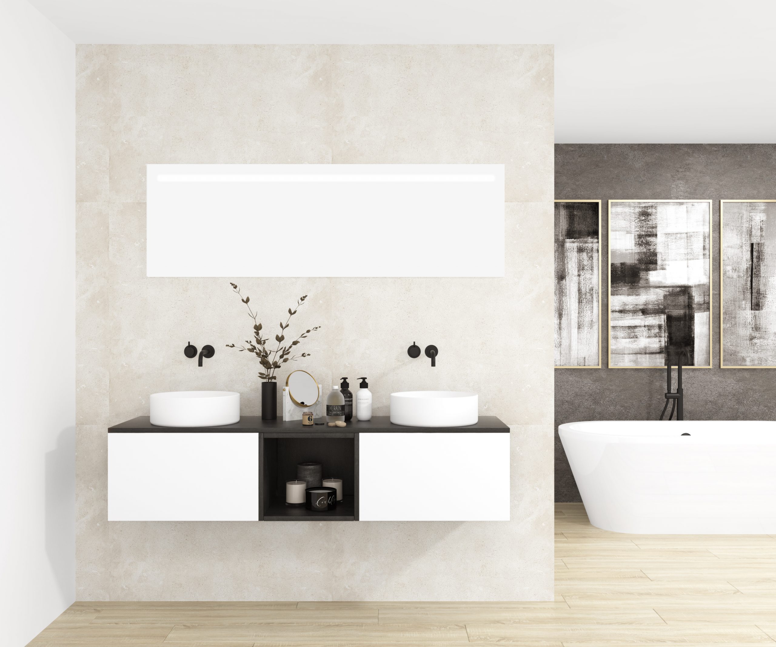 Pack OBIOU + lavabo + espejo LED