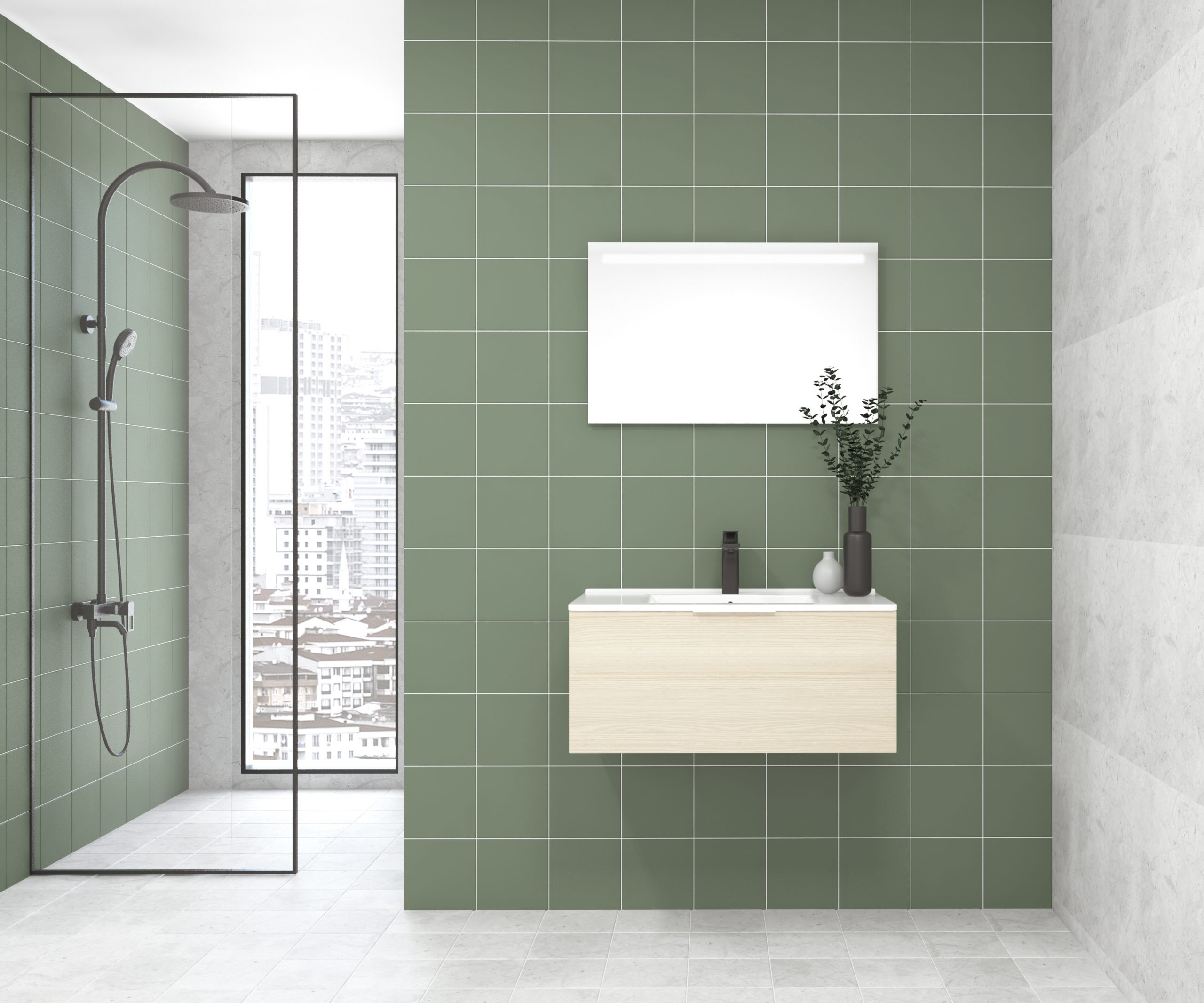 Pack OSSAU + vasque + miroir LED