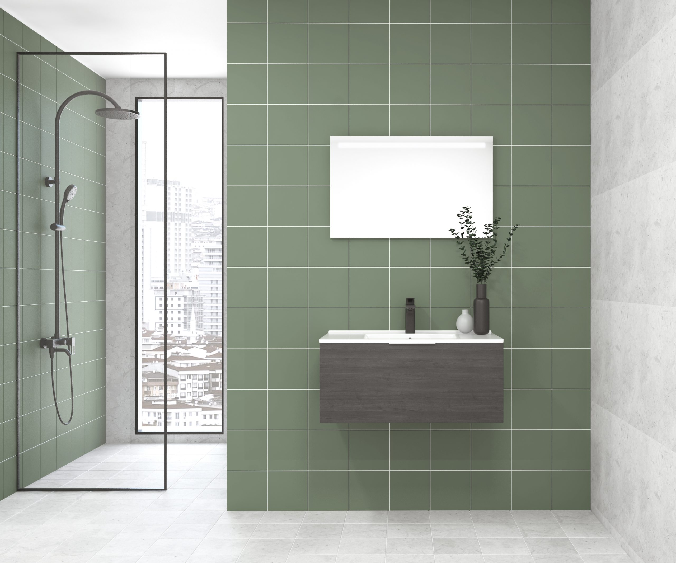 Pack OSSAU + vasque + miroir LED