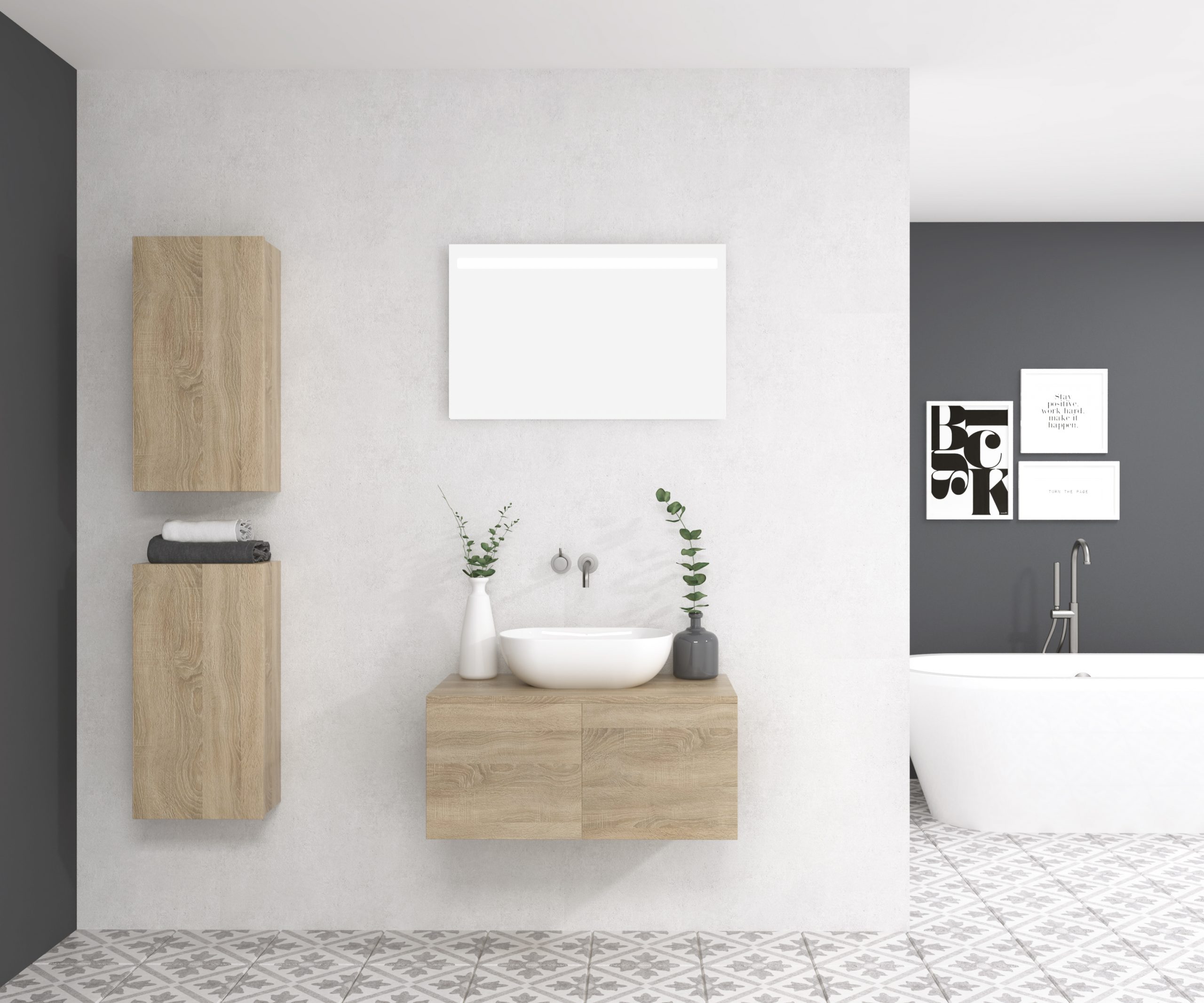 Pack SALEVE + lavabo + espejo LED