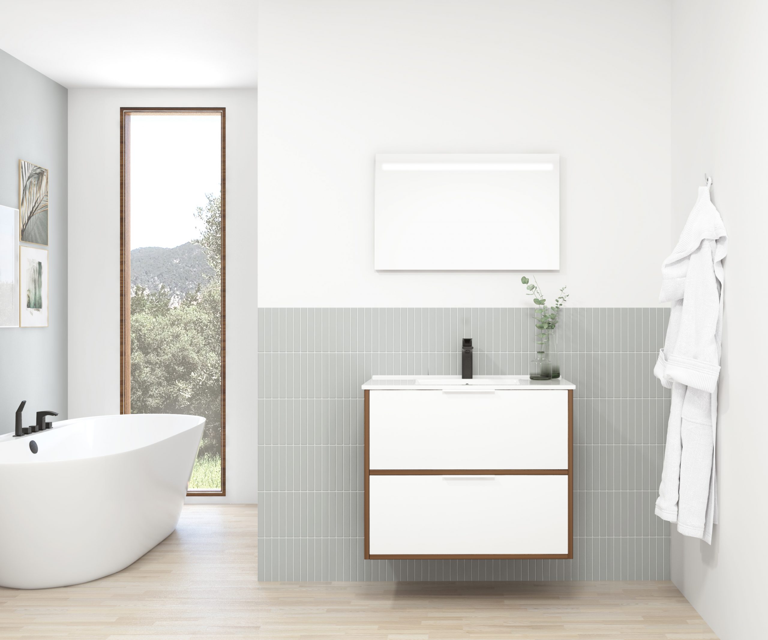 Pack STELLO : 2 placards + lavabo + miroir LED