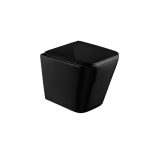 Toilettes compactes noires avec tapis