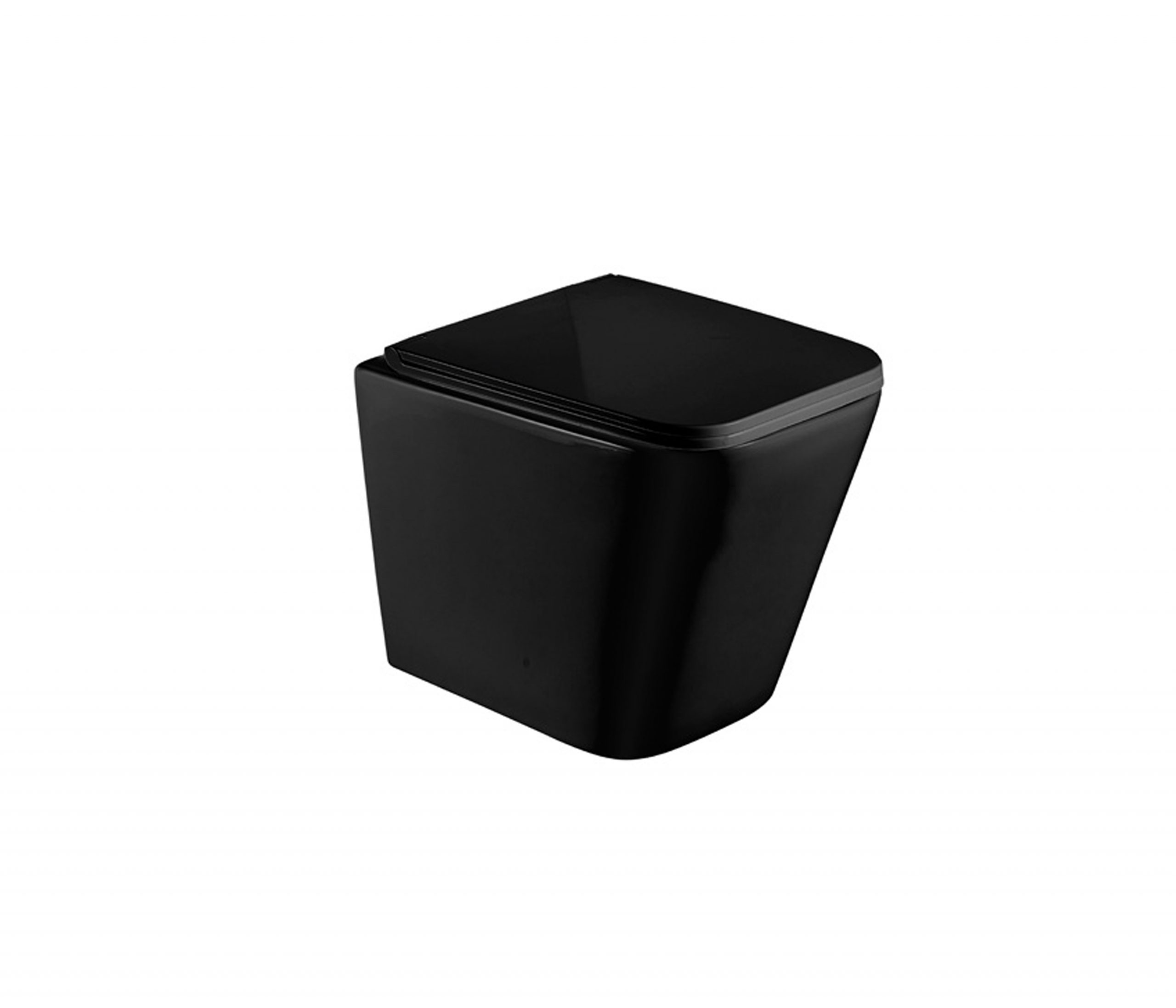 Toilettes compactes noires avec tapis