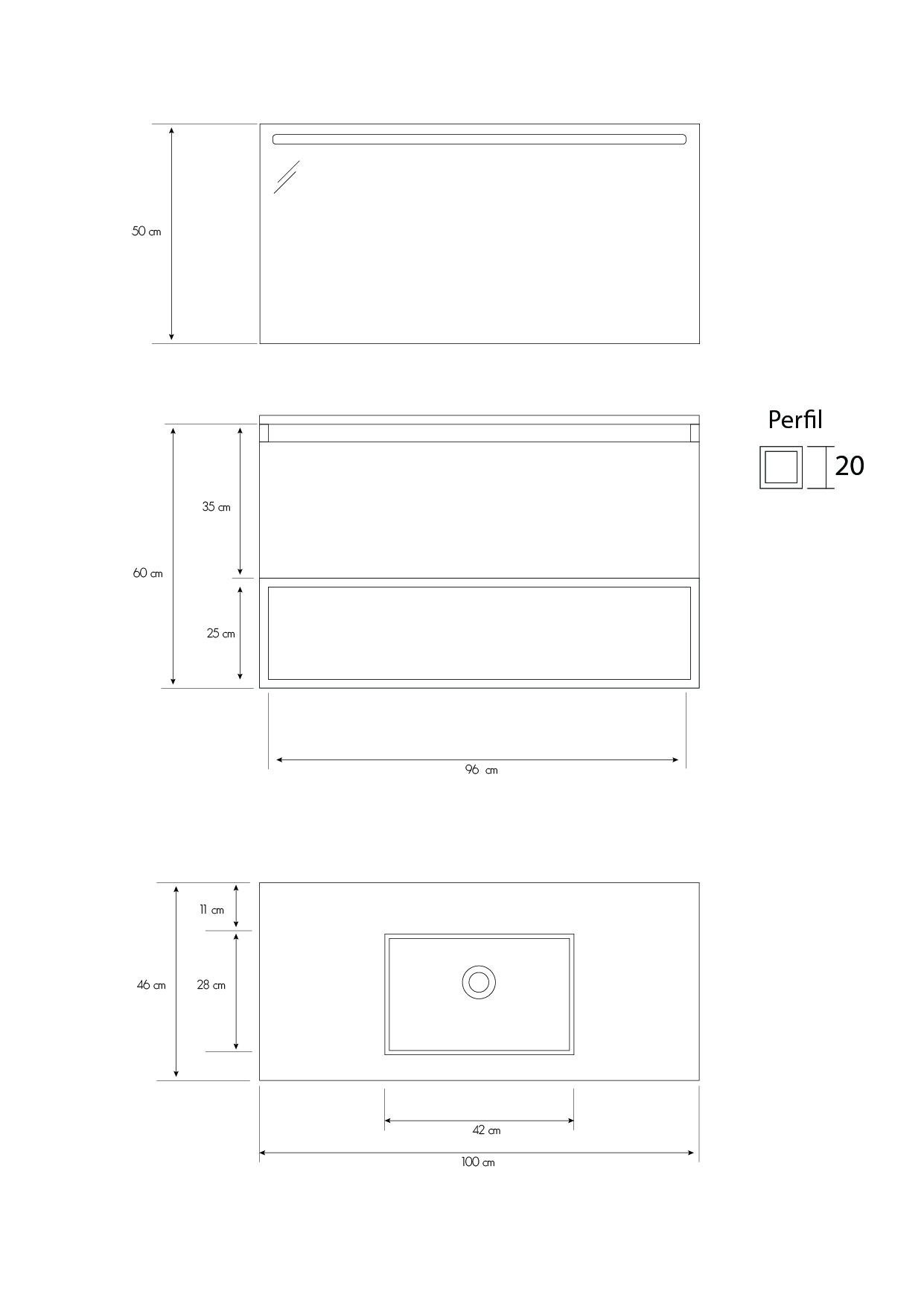 Pack Adour avec lavabo et miroir LED