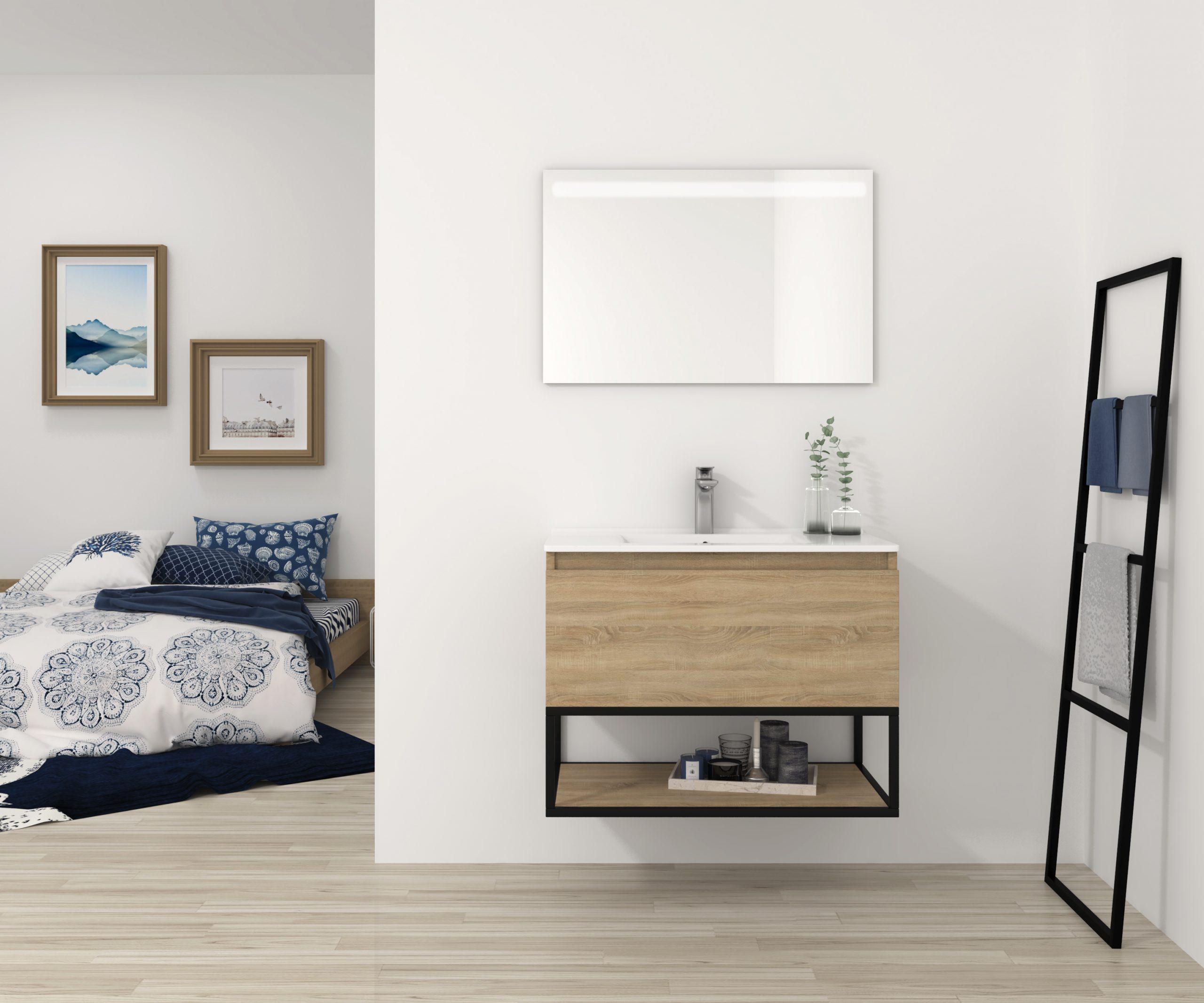 Pack Adour avec lavabo et miroir LED