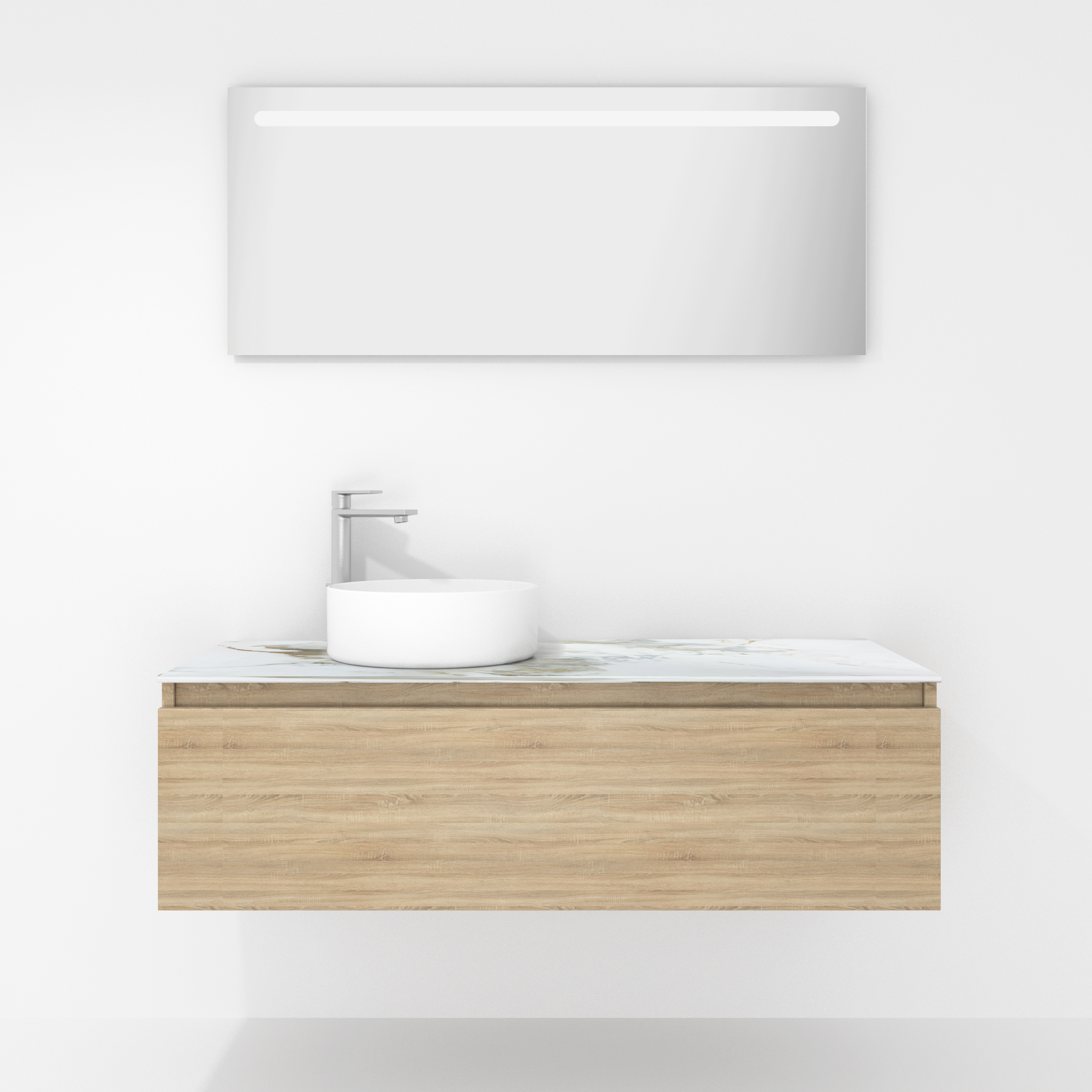 Pack Amiens con lavabo sobreencimera redondo y espejo led
