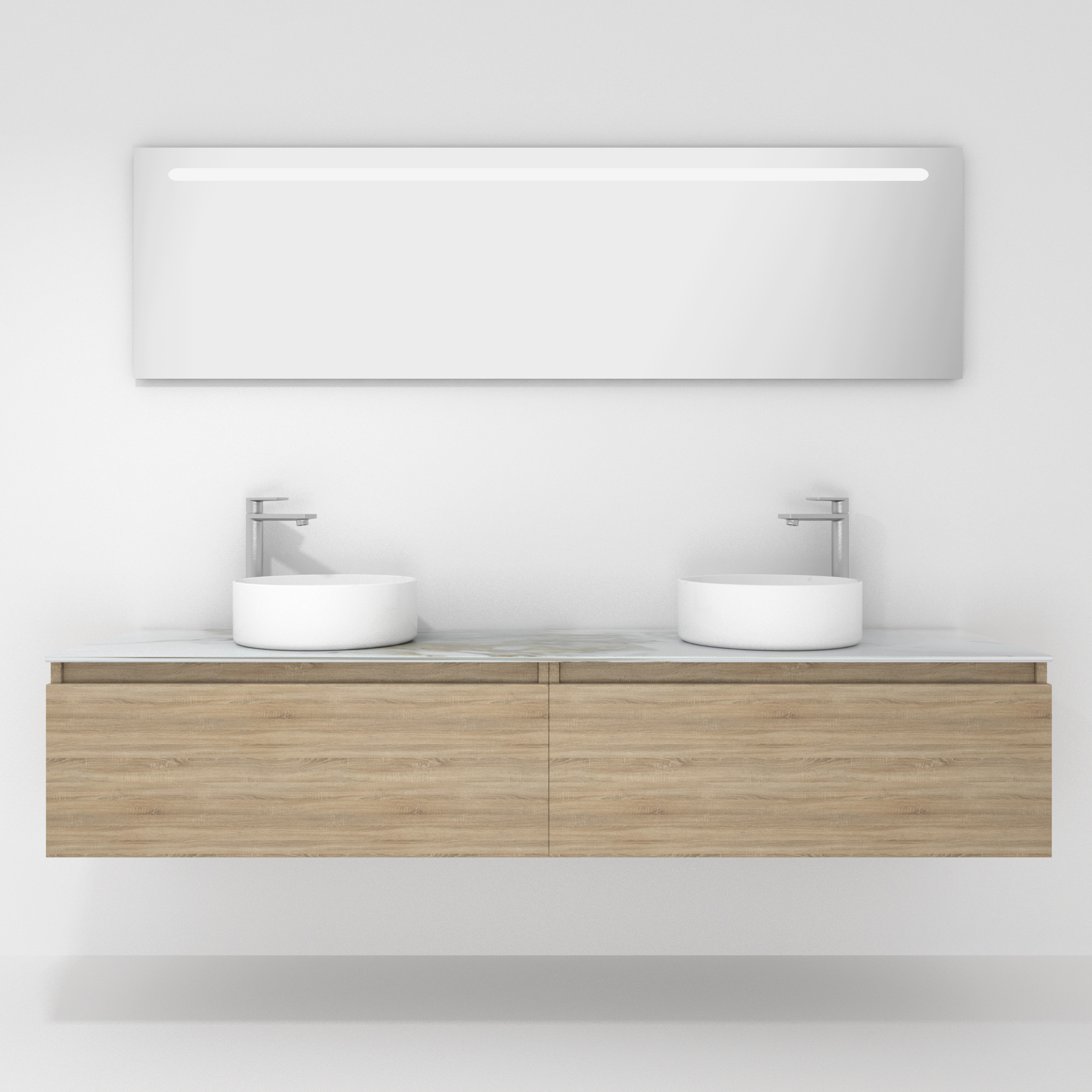 Pack Amiens con doble lavabo sobreencimera redondo y espejo led