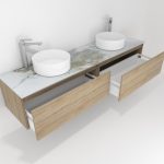 Pack Amiens con doble lavabo sobreencimera redondo y espejo led