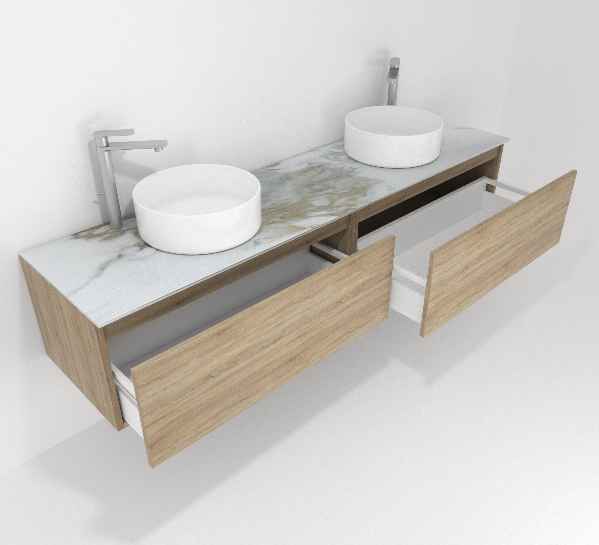 Pack Amiens con doble lavabo sobreencimera redondo y espejo led