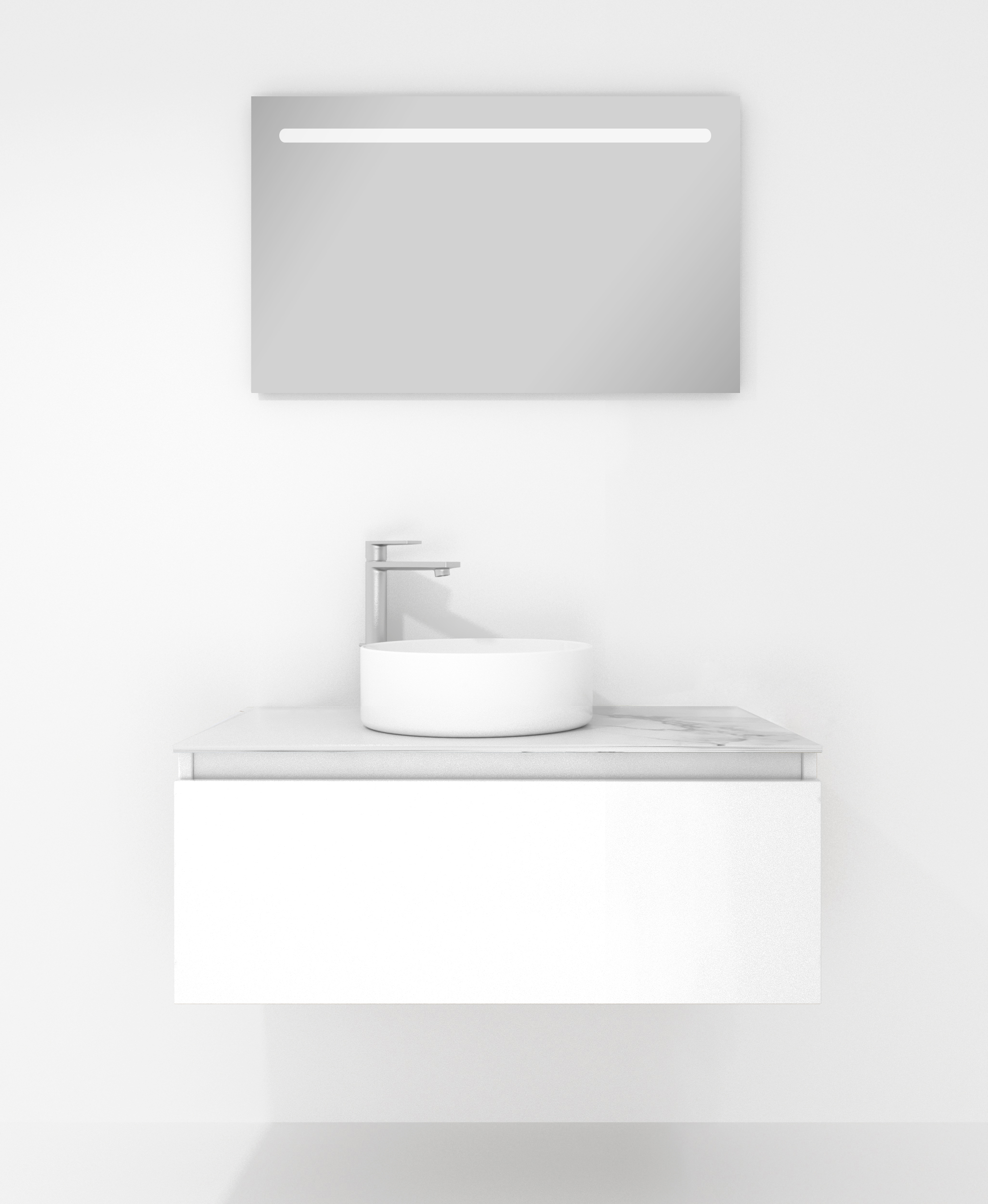 Pack Amiens con lavabo sobreencimera redondo y espejo led