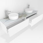 Pack Amiens con doble lavabo sobreencimera redondo y espejo led
