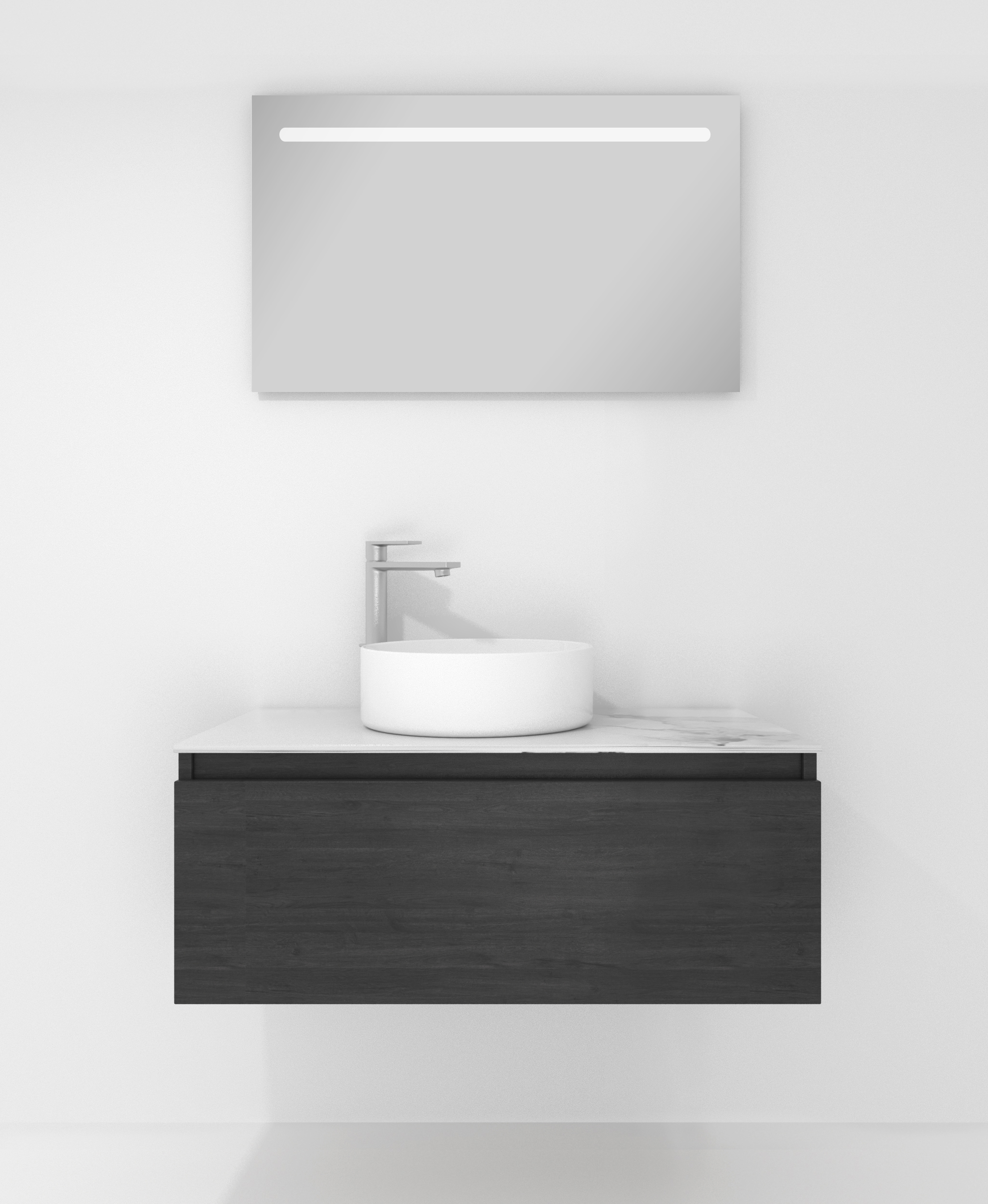 Pack Amiens con lavabo sobreencimera redondo y espejo led