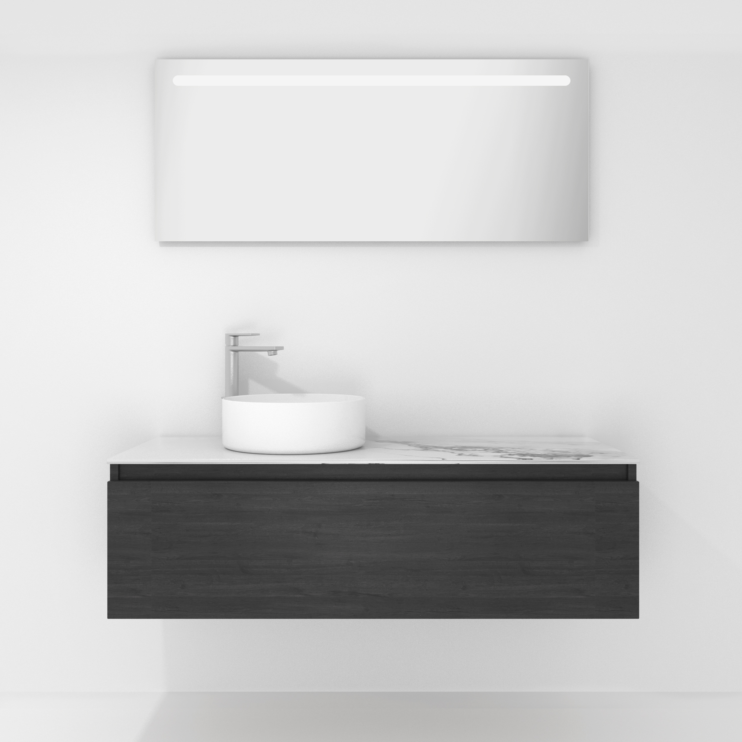 Pack Amiens con lavabo sobreencimera redondo y espejo led