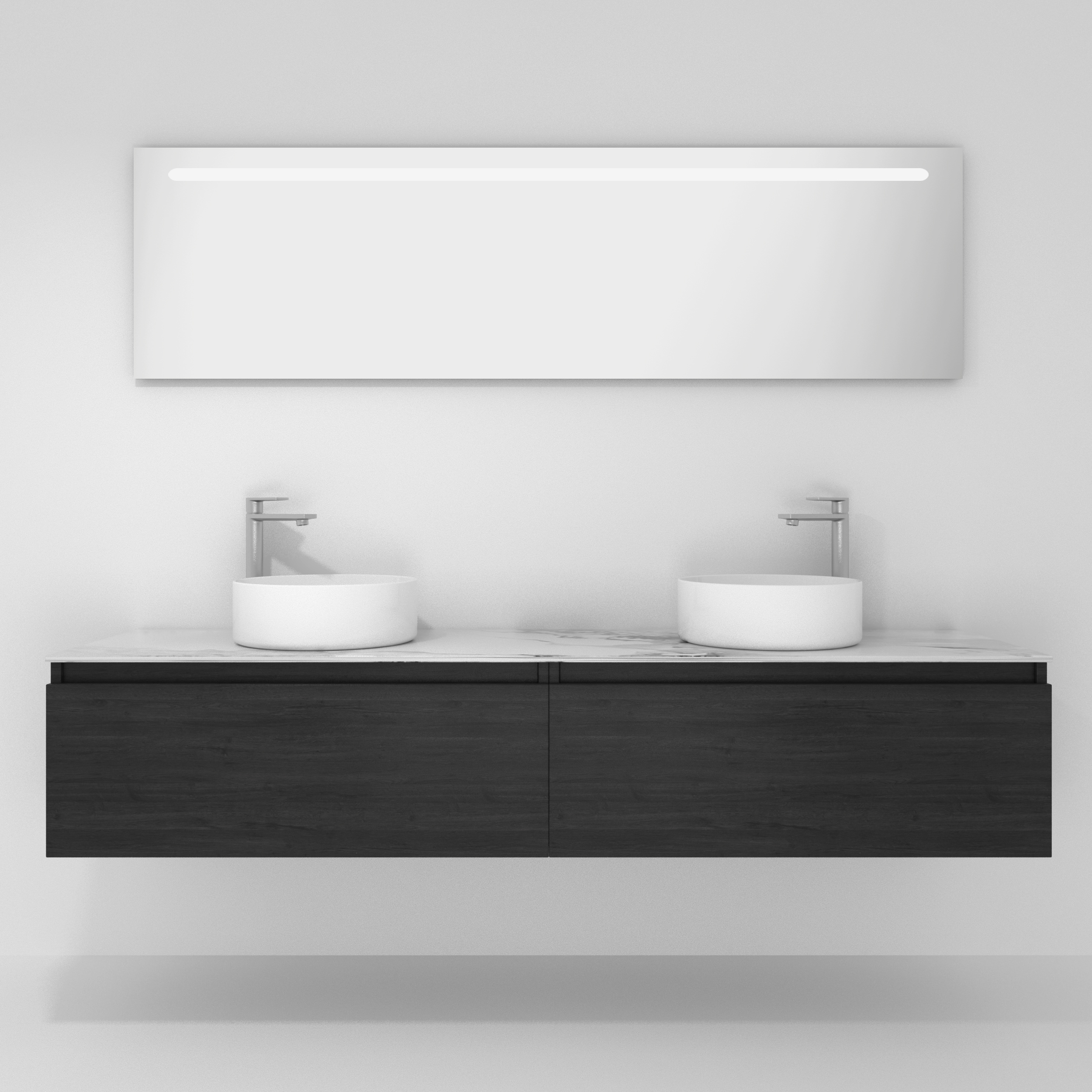Pack Amiens con doble lavabo sobreencimera redondo y espejo led