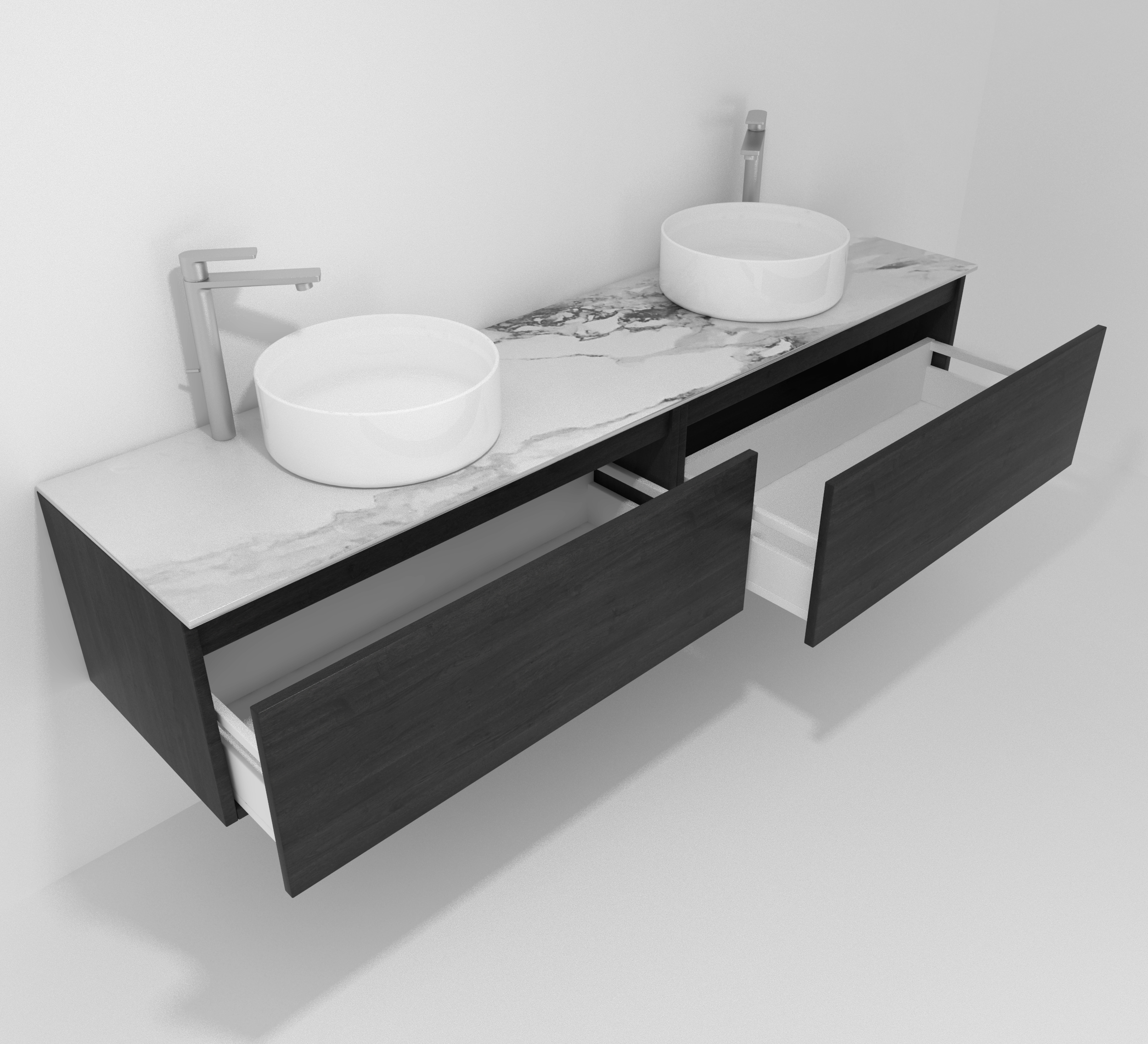 Pack Amiens con doble lavabo sobreencimera redondo y espejo led