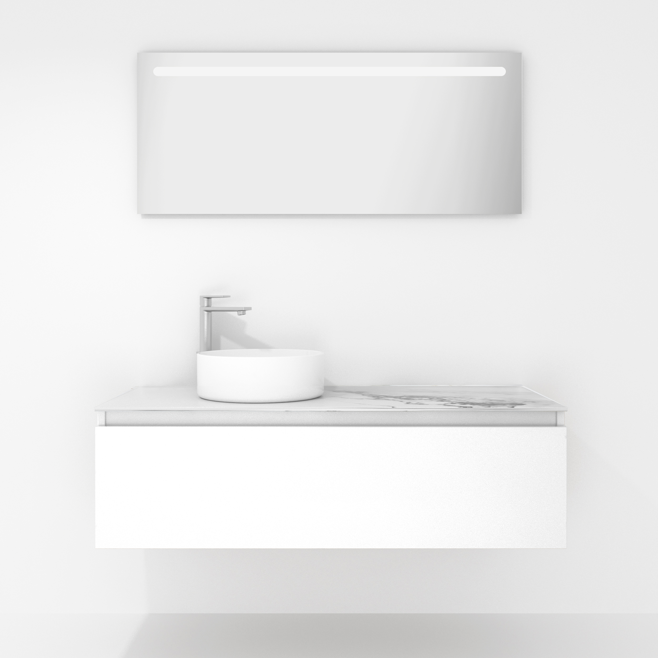 Pack Amiens con lavabo sobreencimera redondo y espejo led