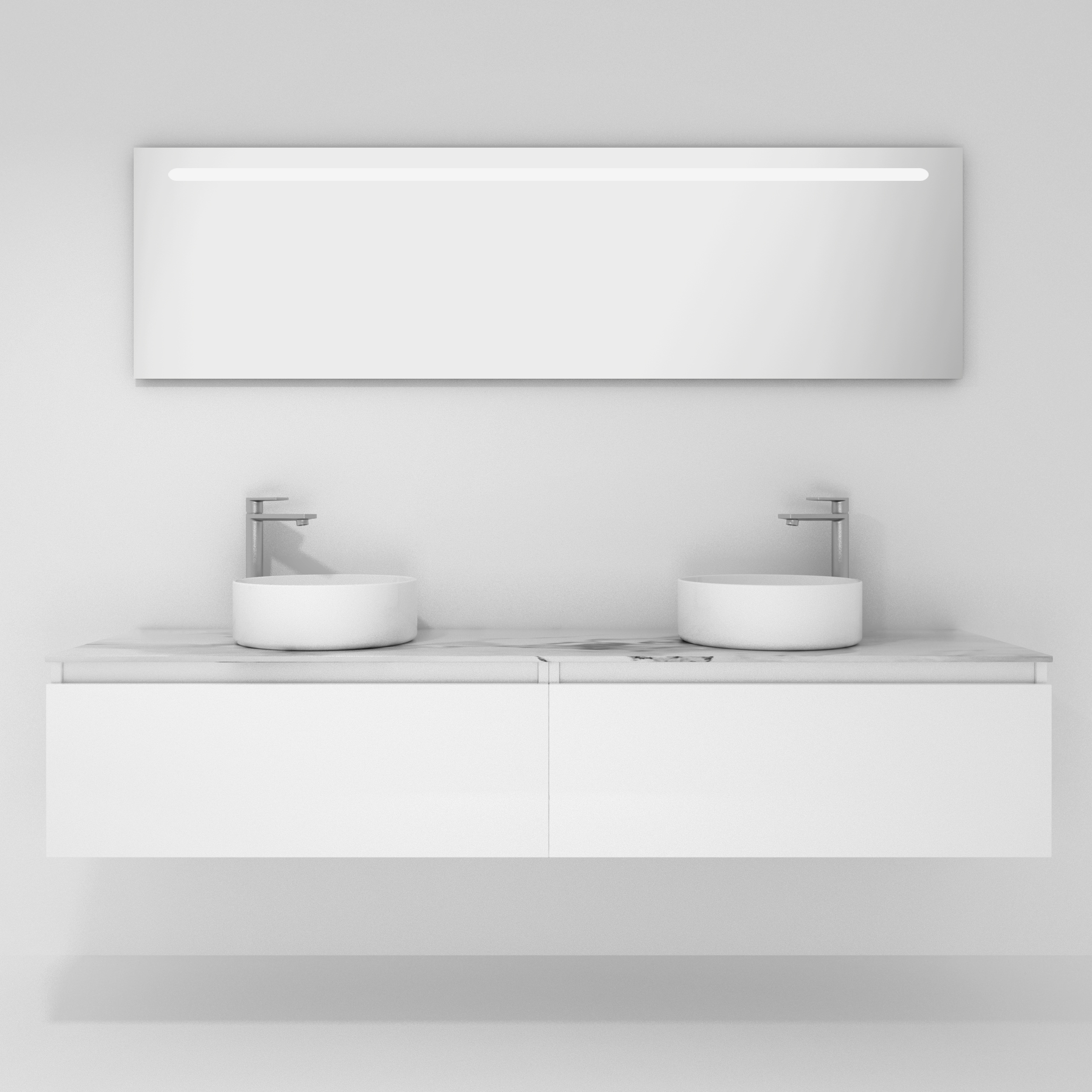 Pack Amiens con doble lavabo sobreencimera redondo y espejo led