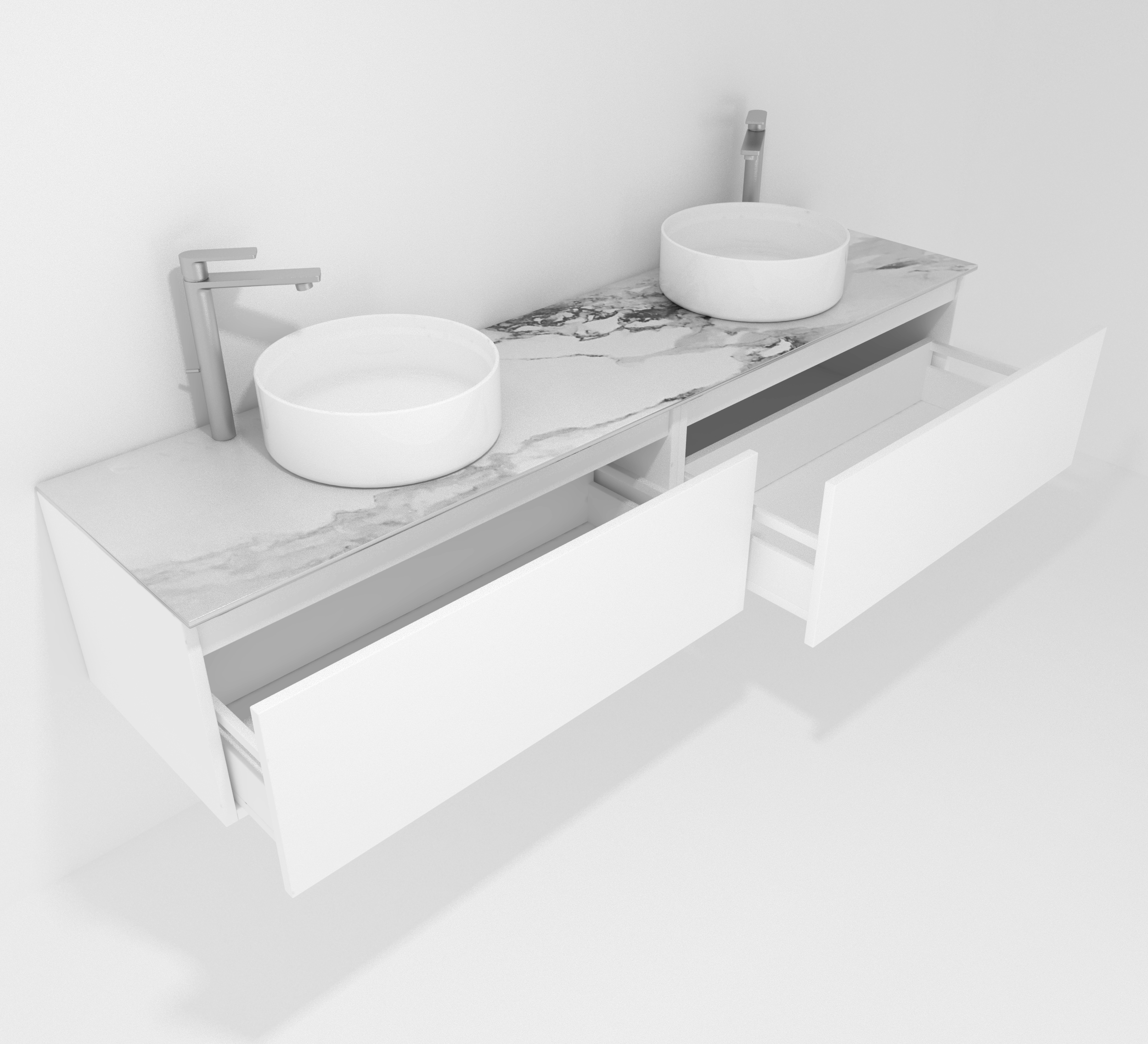 Pack Amiens con doble lavabo sobreencimera redondo y espejo led