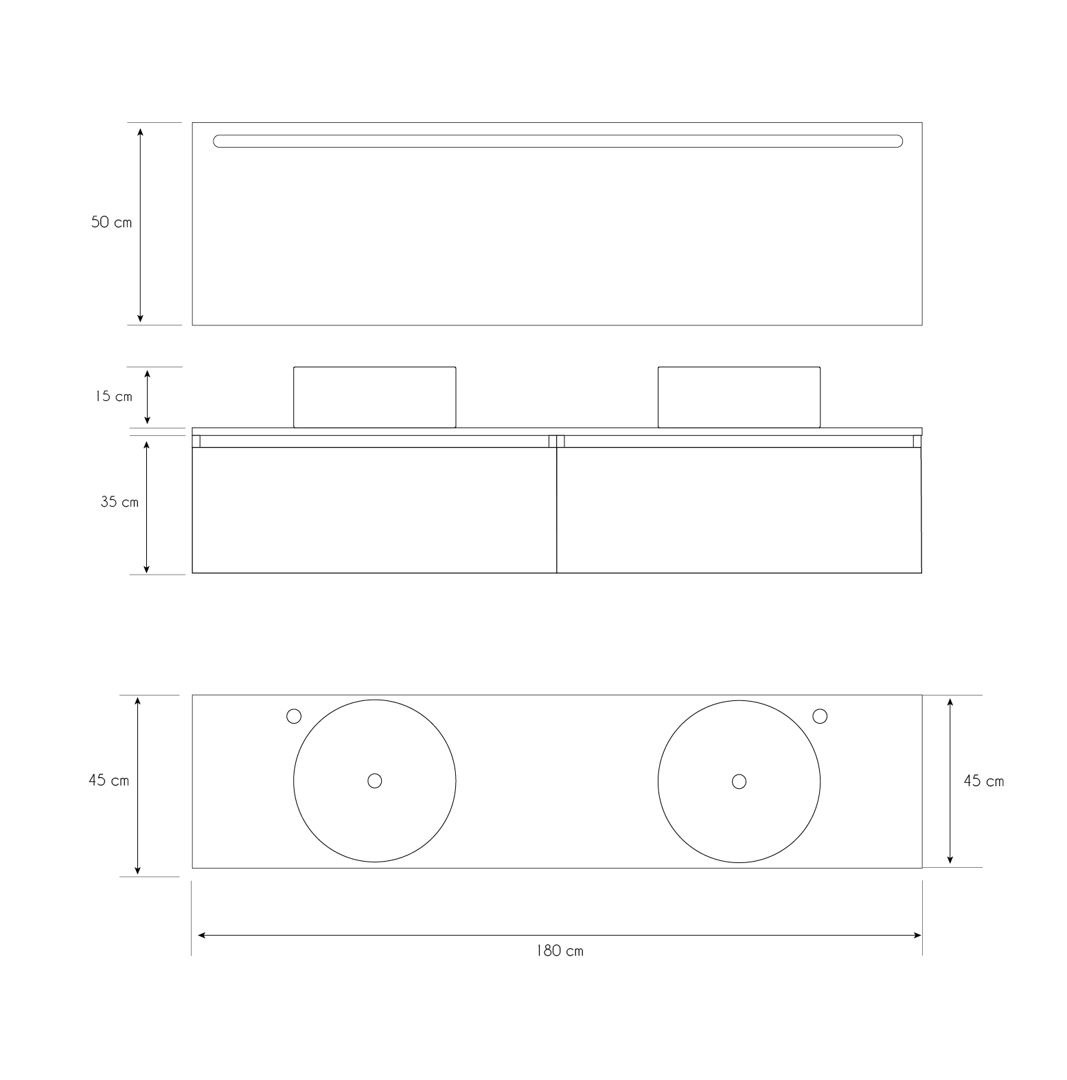 Pack Amiens con doble lavabo sobreencimera redondo y espejo led
