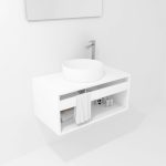 Pack Bordeaux avec lavabo et miroir LED