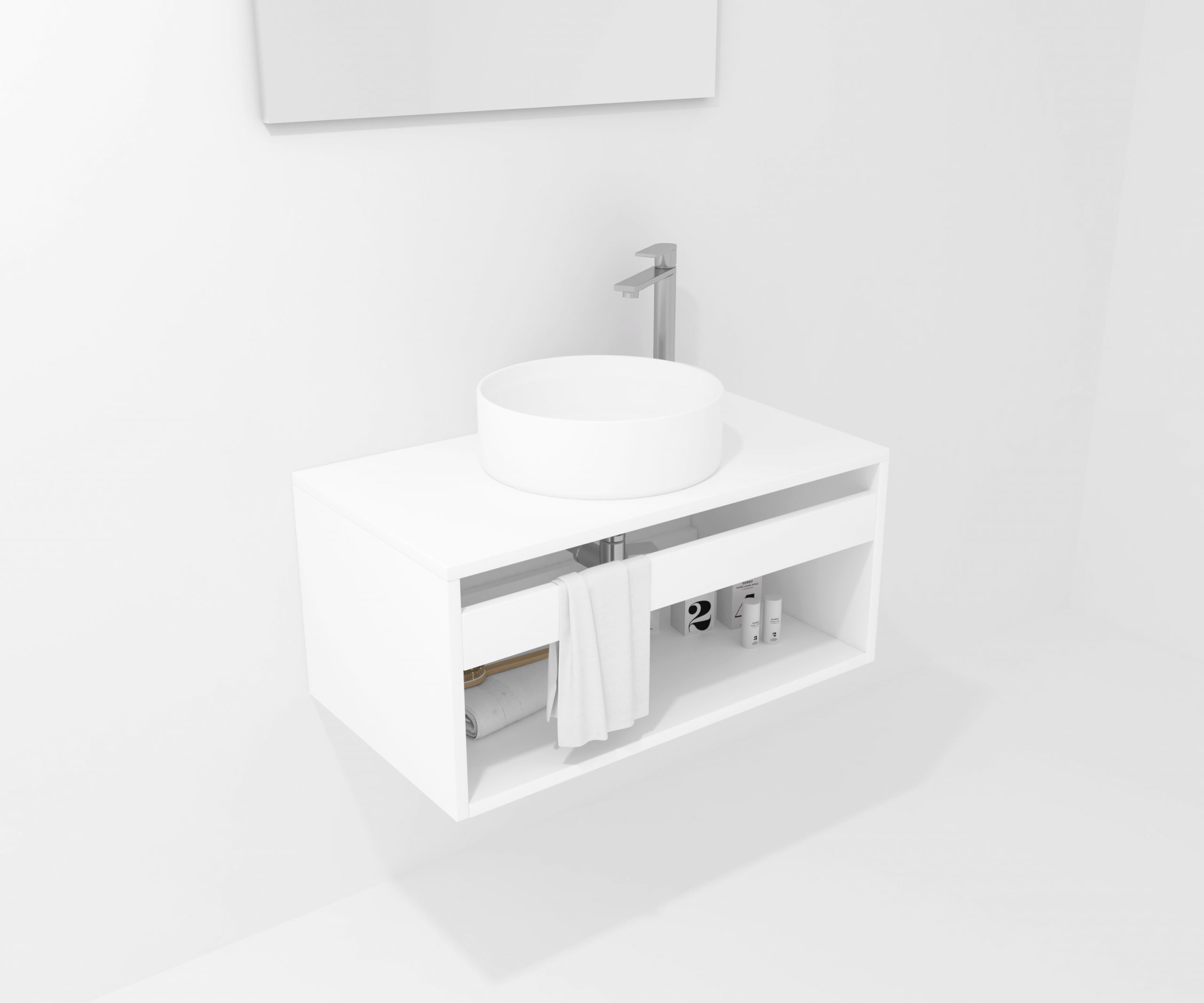 Pack Bordeaux avec lavabo et miroir LED