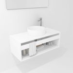 Pack Bordeaux avec lavabo et miroir LED