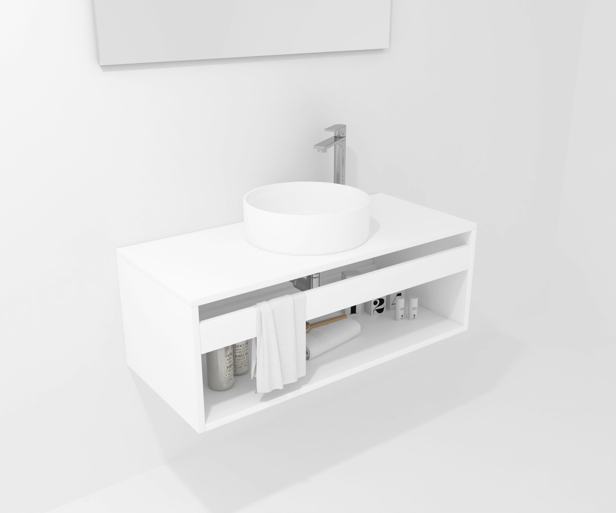 Pack Bordeaux avec lavabo et miroir LED