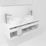 Pack Bordeaux avec lavabo et miroir LED