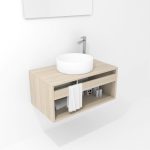 Pack Bordeaux avec lavabo et miroir LED
