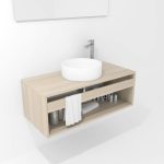 Pack Bordeaux avec lavabo et miroir LED