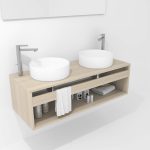 Pack Bordeaux avec lavabo et miroir LED