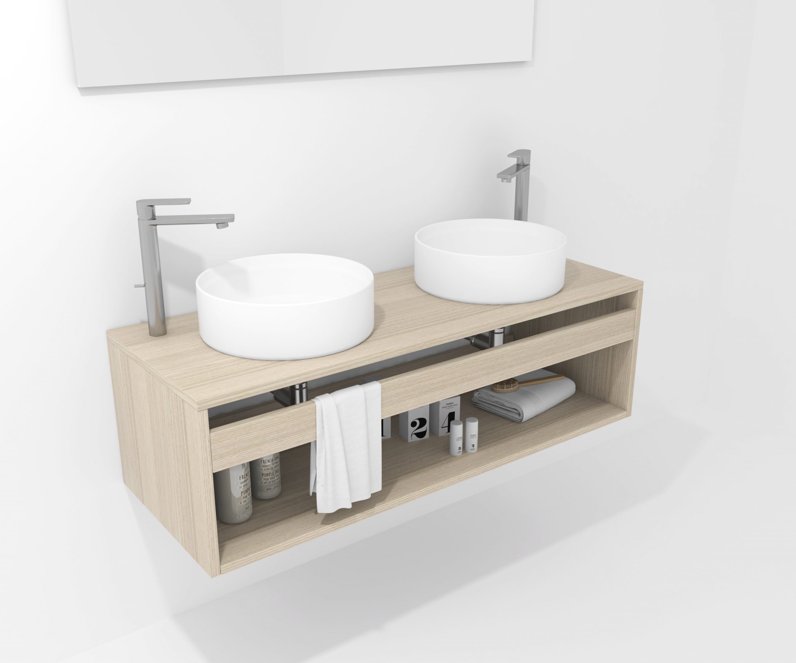 Pack Bordeaux avec lavabo et miroir LED