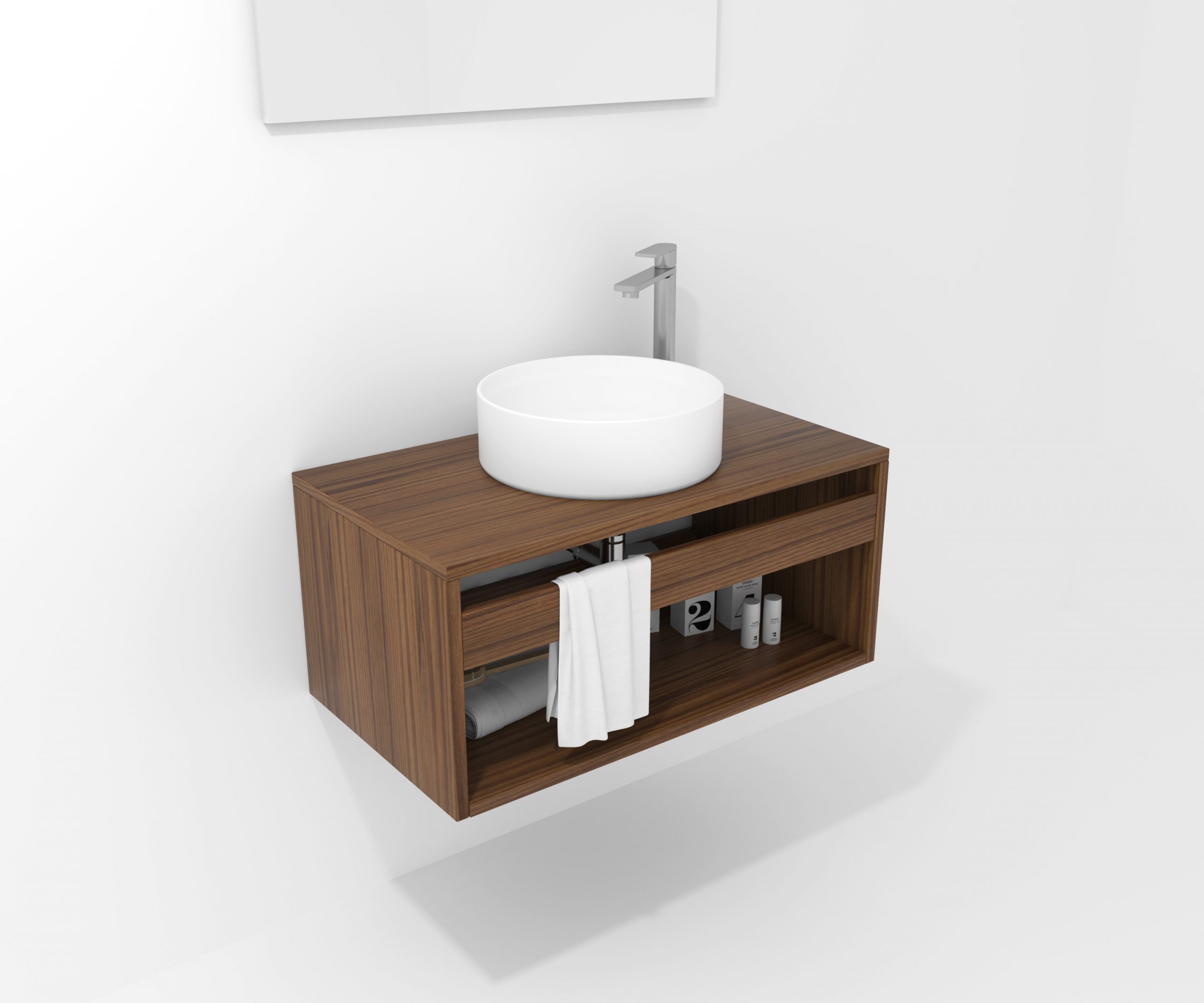 Pack Bordeaux avec lavabo et miroir LED