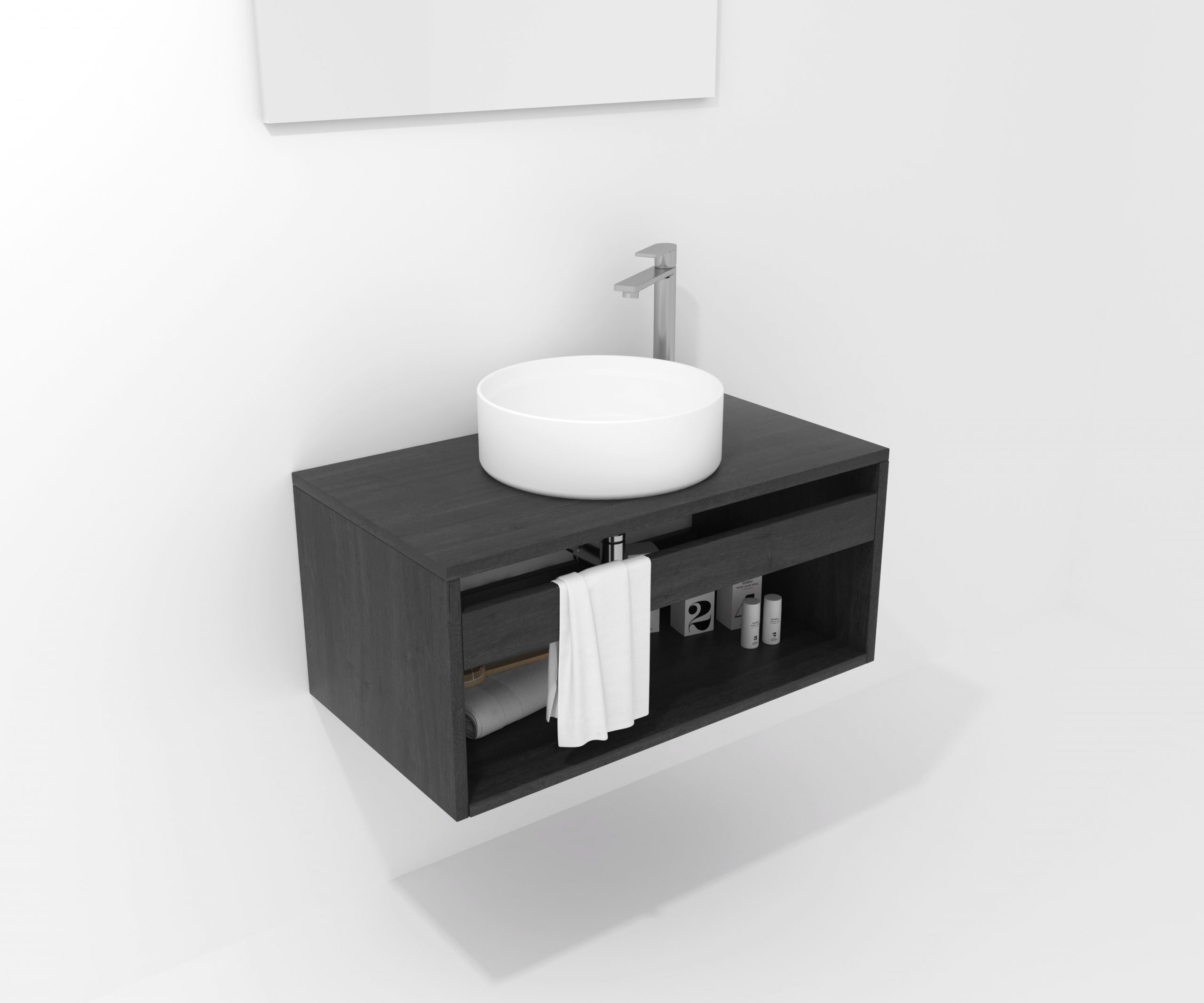 Pack Bordeaux avec lavabo et miroir LED
