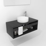 Pack Bordeaux avec lavabo et miroir LED