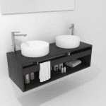 Pack Bordeaux avec lavabo et miroir LED