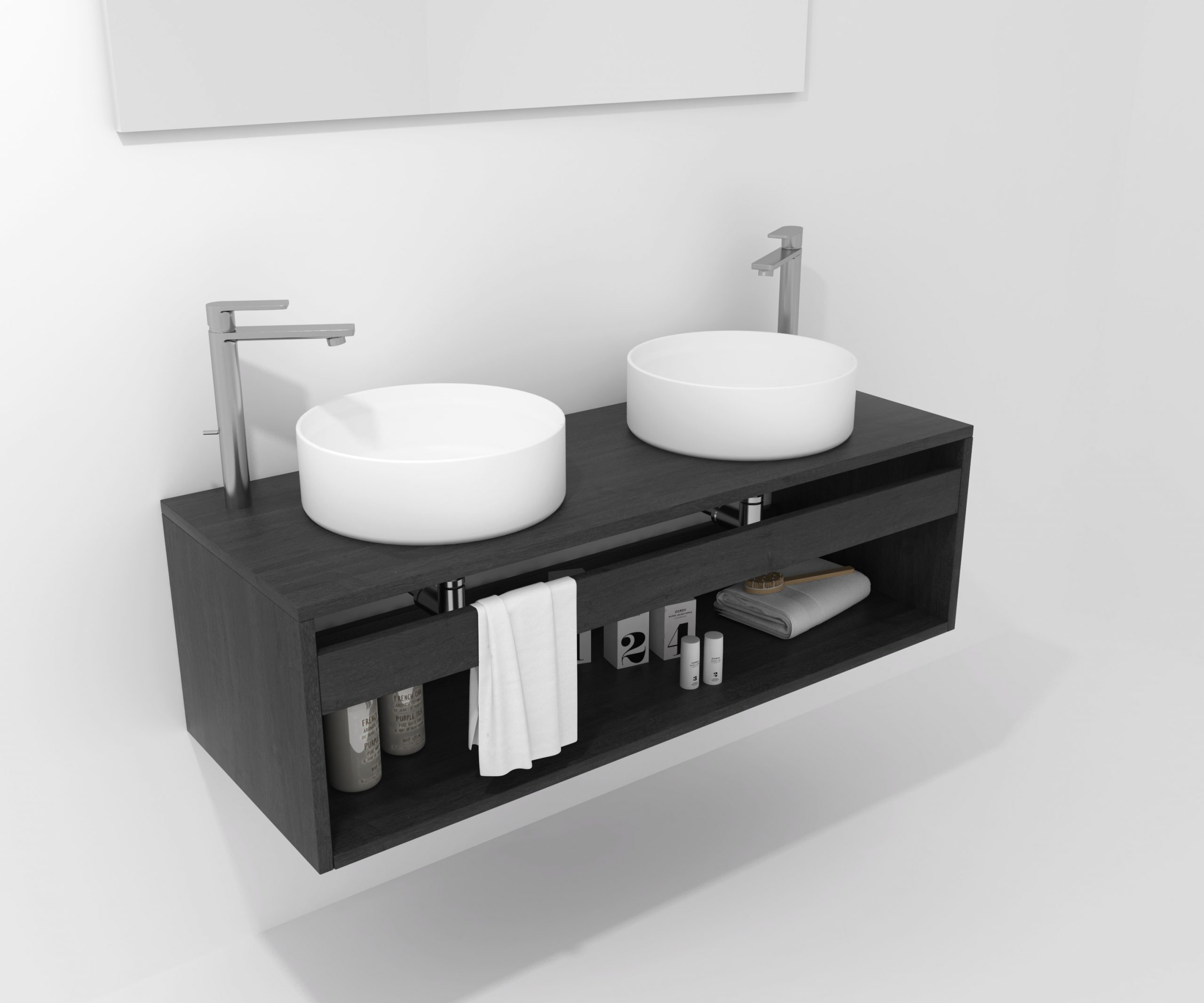 Pack Bordeaux avec lavabo et miroir LED