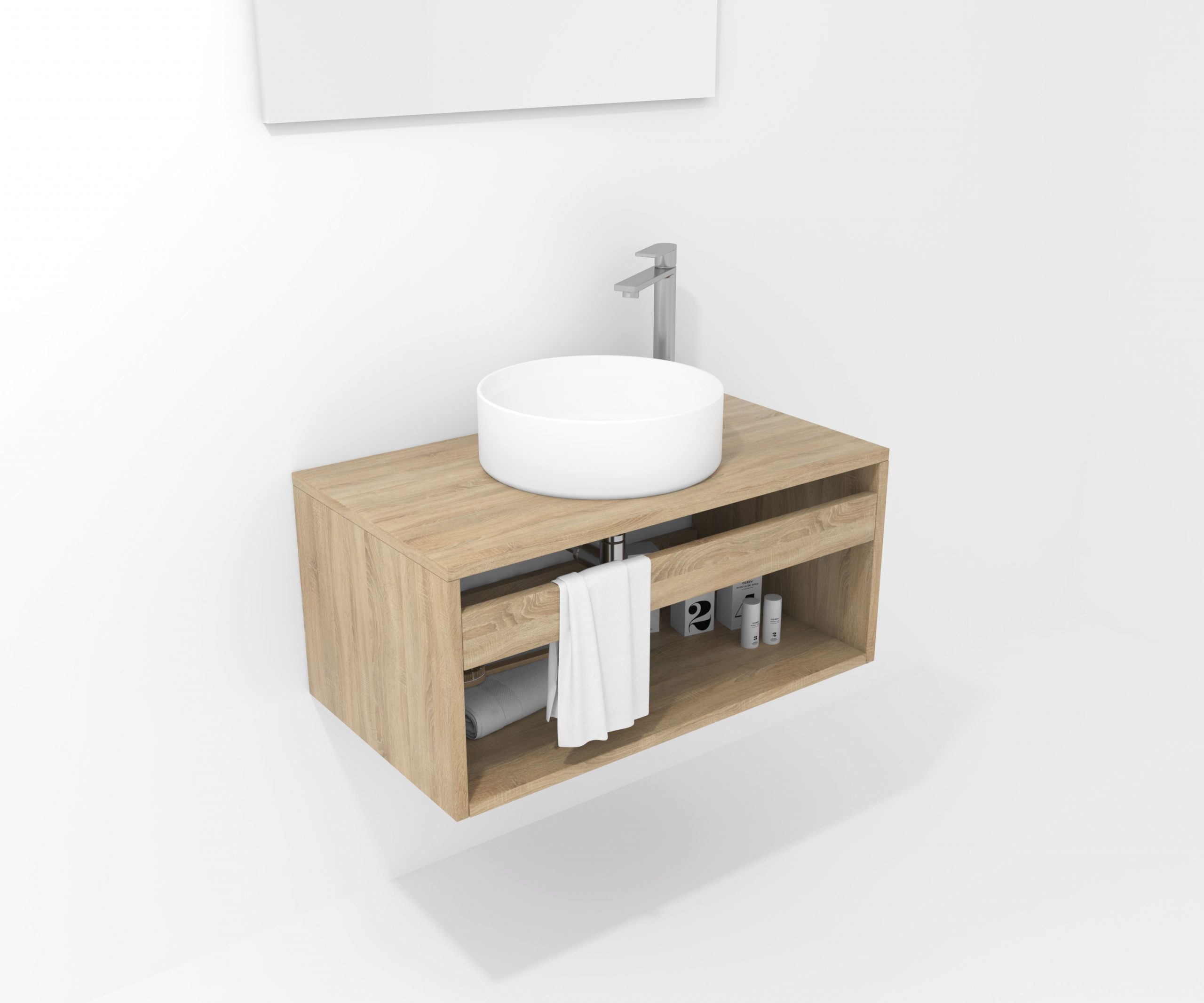 Pack Bordeaux avec lavabo et miroir LED