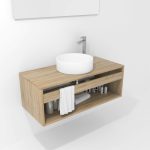 Pack Bordeaux avec lavabo et miroir LED