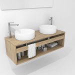 Pack Bordeaux avec lavabo et miroir LED