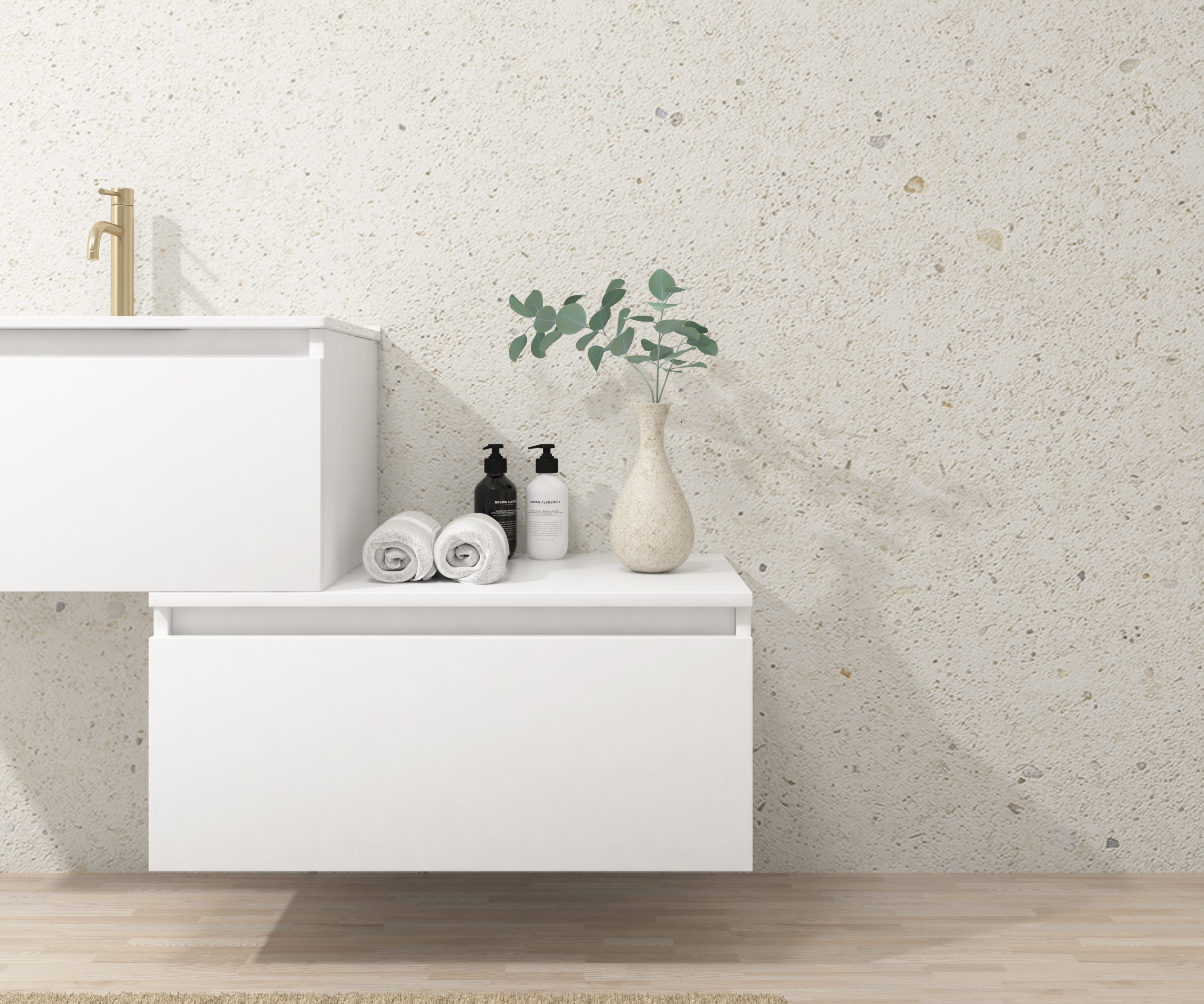 Pack Dijon avec évier en céramique et miroir LED