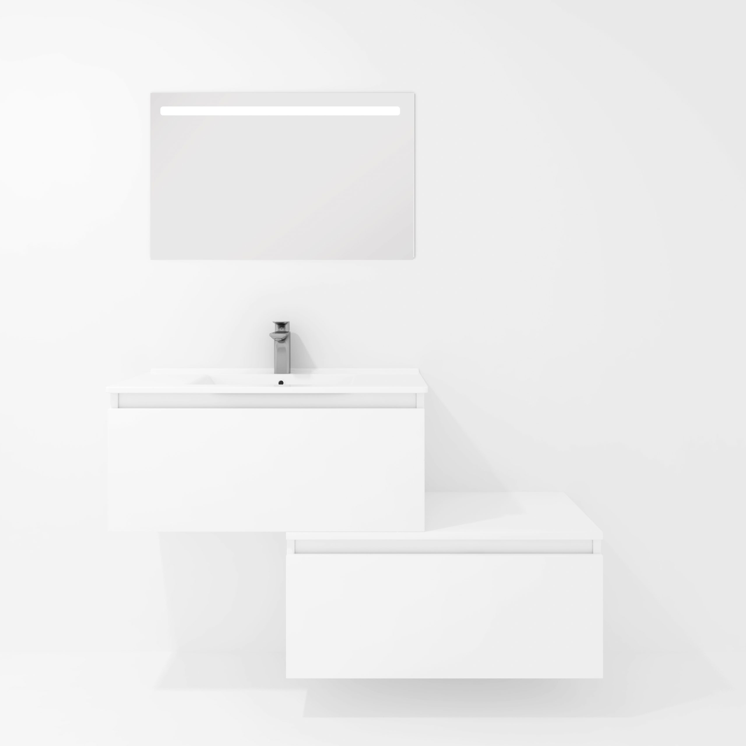 Pack Dijon avec évier en céramique et miroir LED